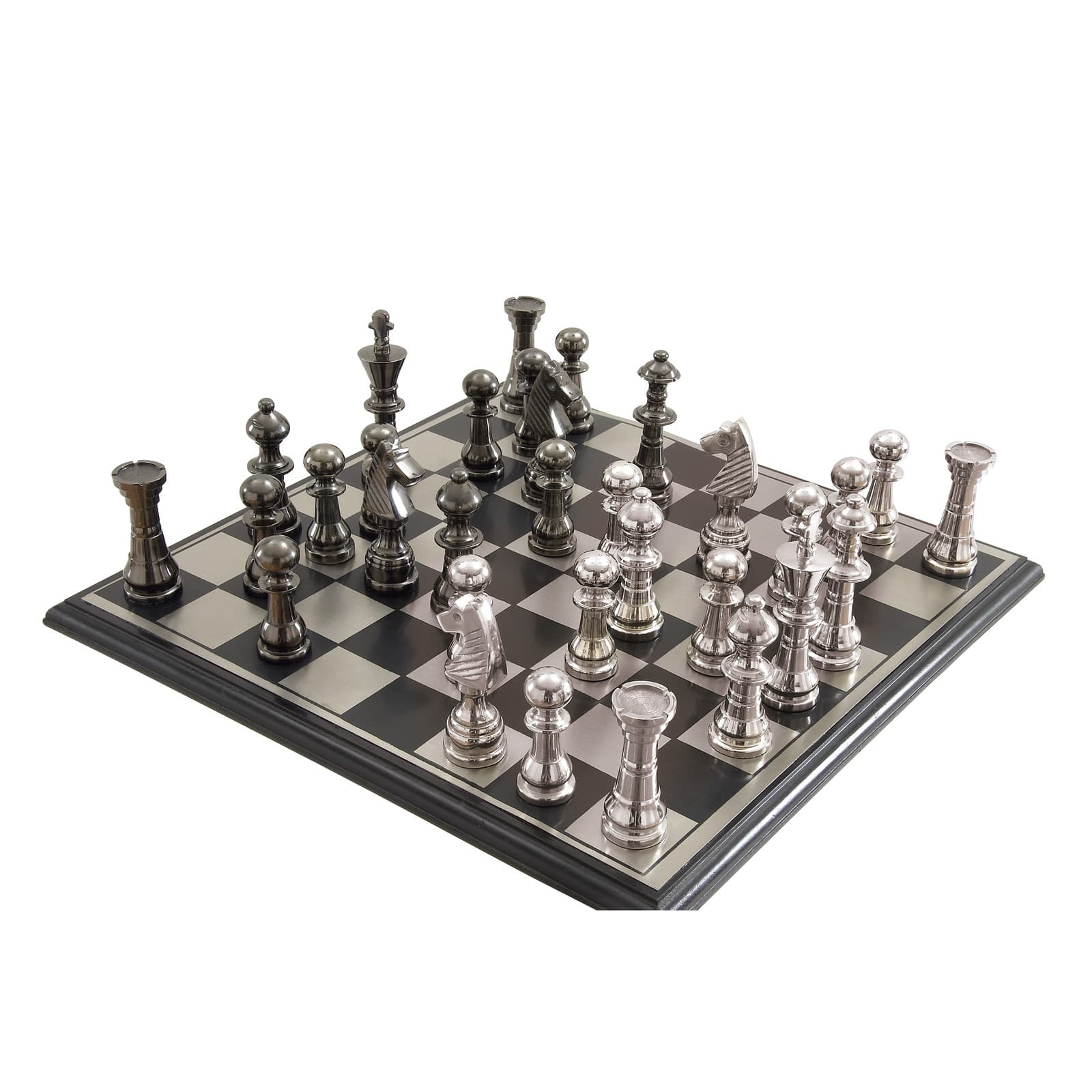 Silver Aluminum Traditional Chess Game Set