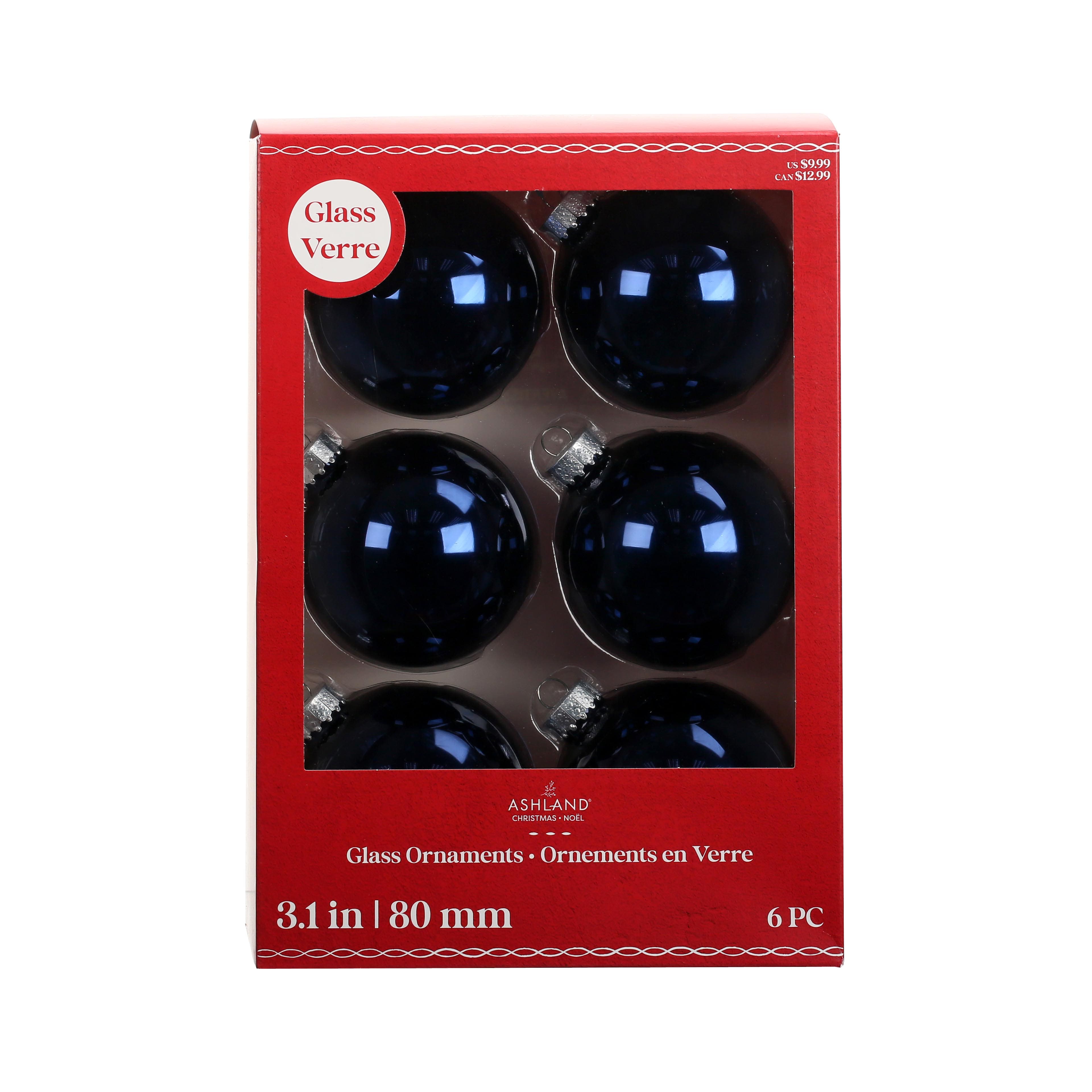 6 ct 3" Shiny Glass Ball Ornaments by Ashland® in Blue | Michaels®