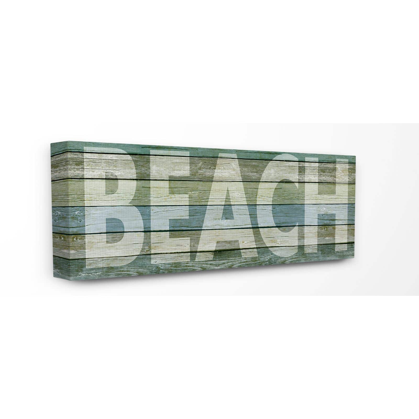 Stupell Industries Faded Beach Colored Planked Look Canvas Wall Art