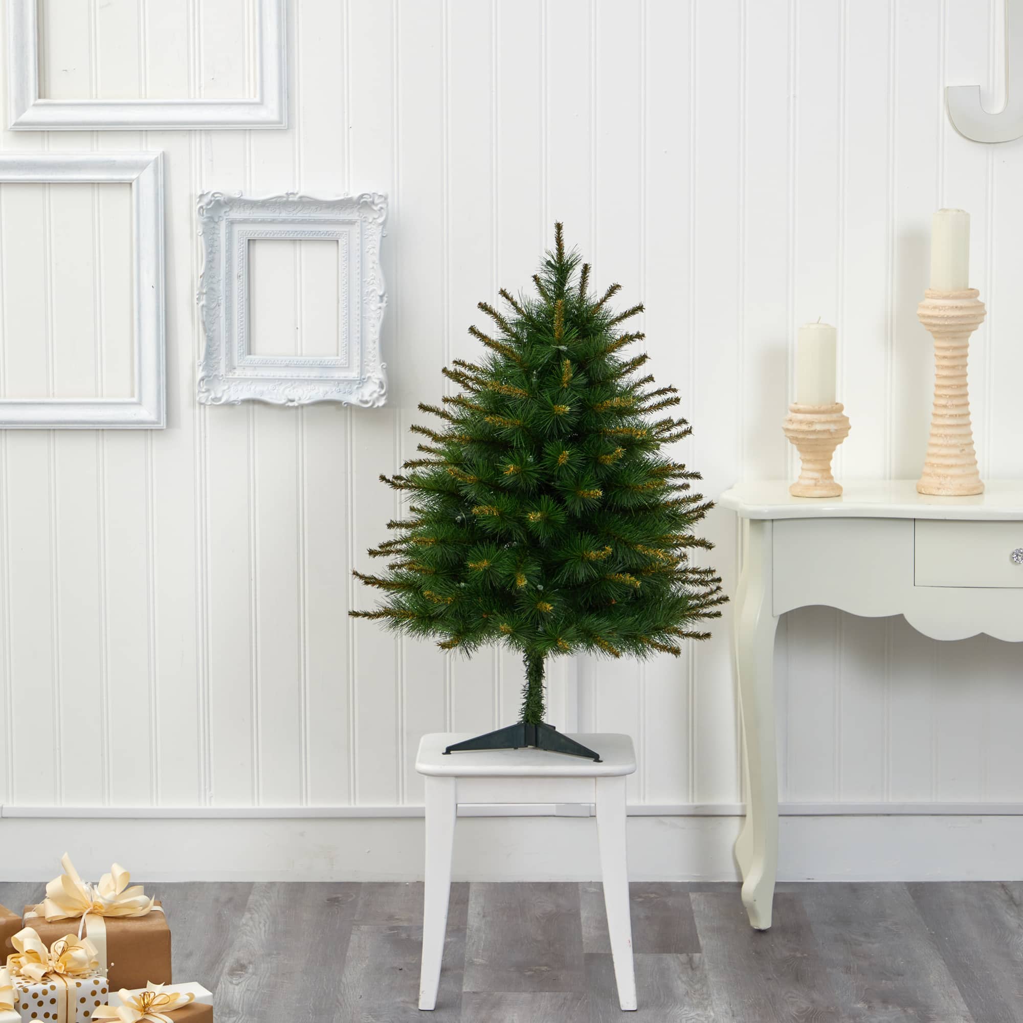 3ft. Pre-Lit New England Pine Artificial Christmas Tree, Clear LED Lights