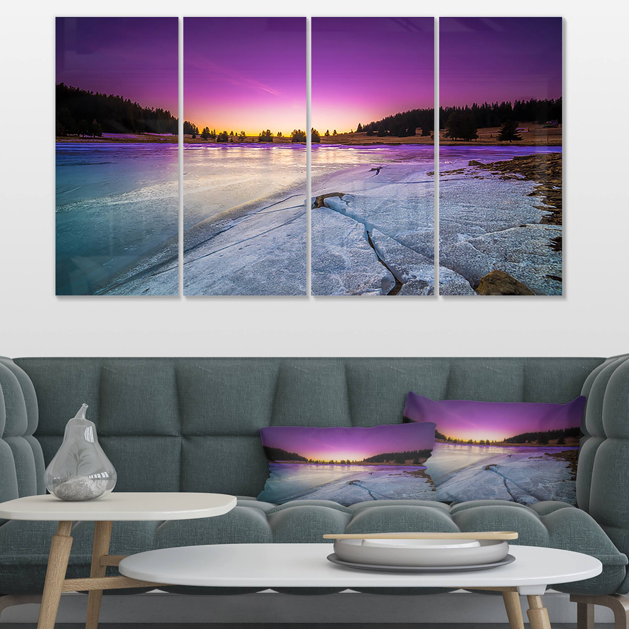 Designart - Sunrise over Frozen Lake - Landscape Canvas Art Print
