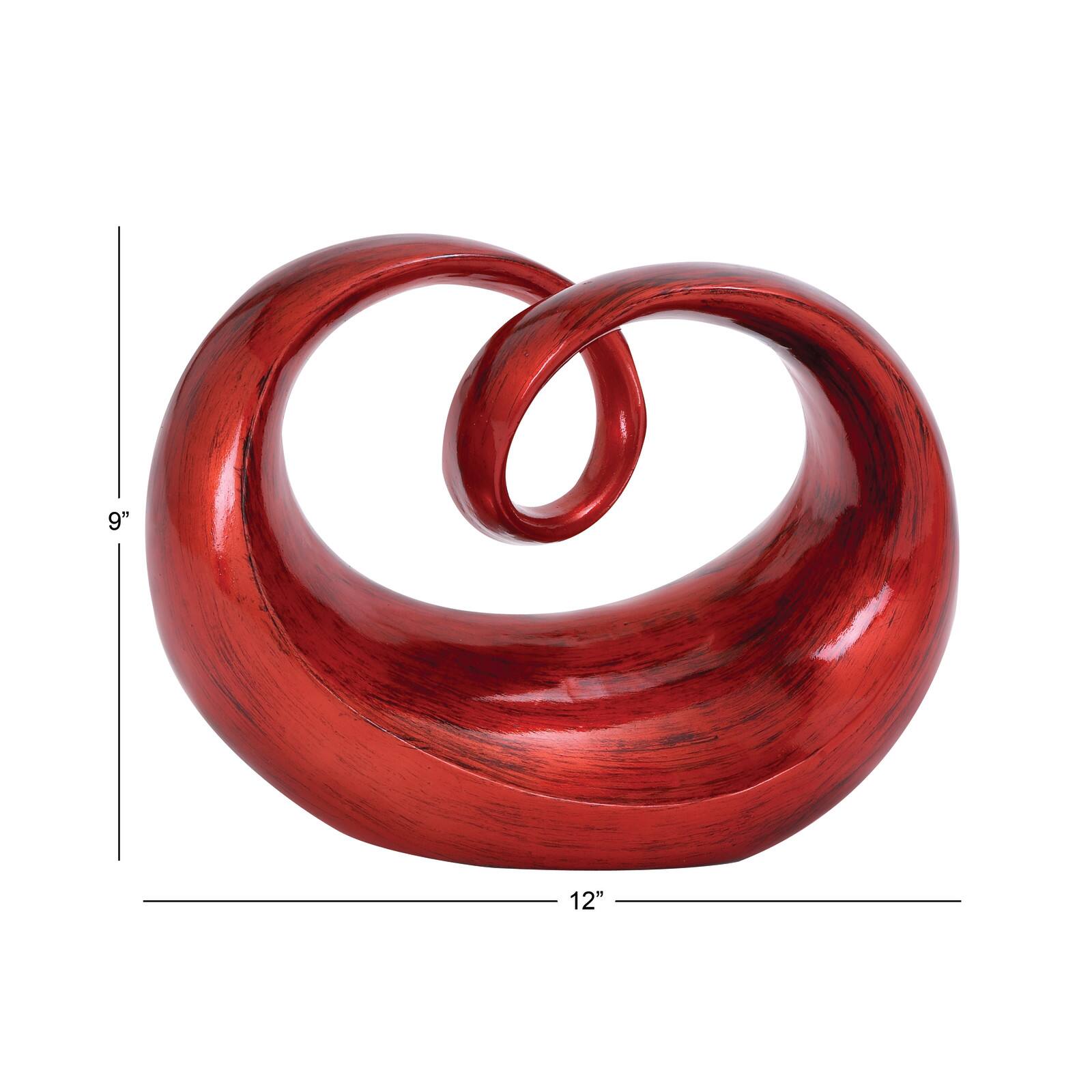 12" Red Contemporary Abstract Sculpture