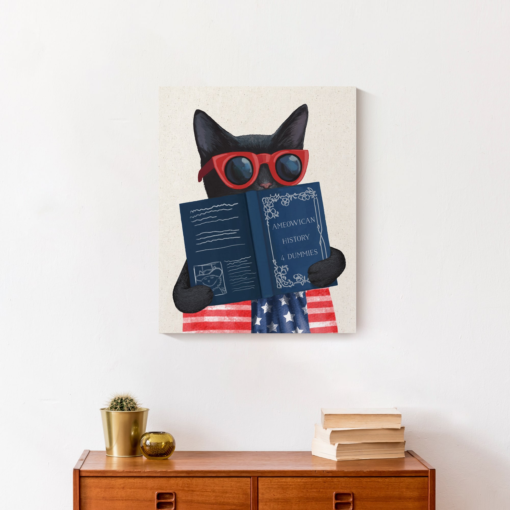 16" x 20" Patriotic Cat Canvas Wall Art