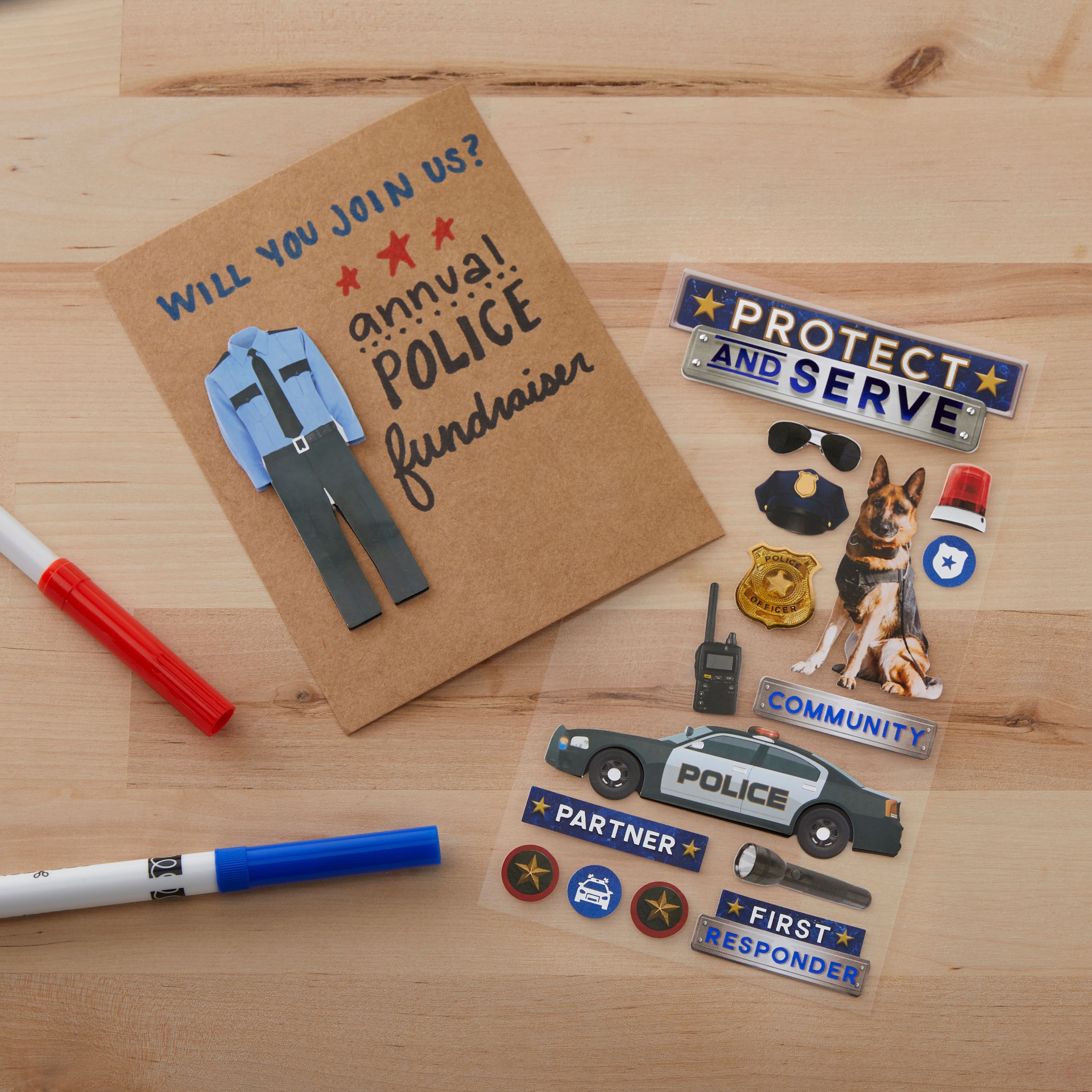 12 Pack: Police Dimensional Stickers by Recollections™