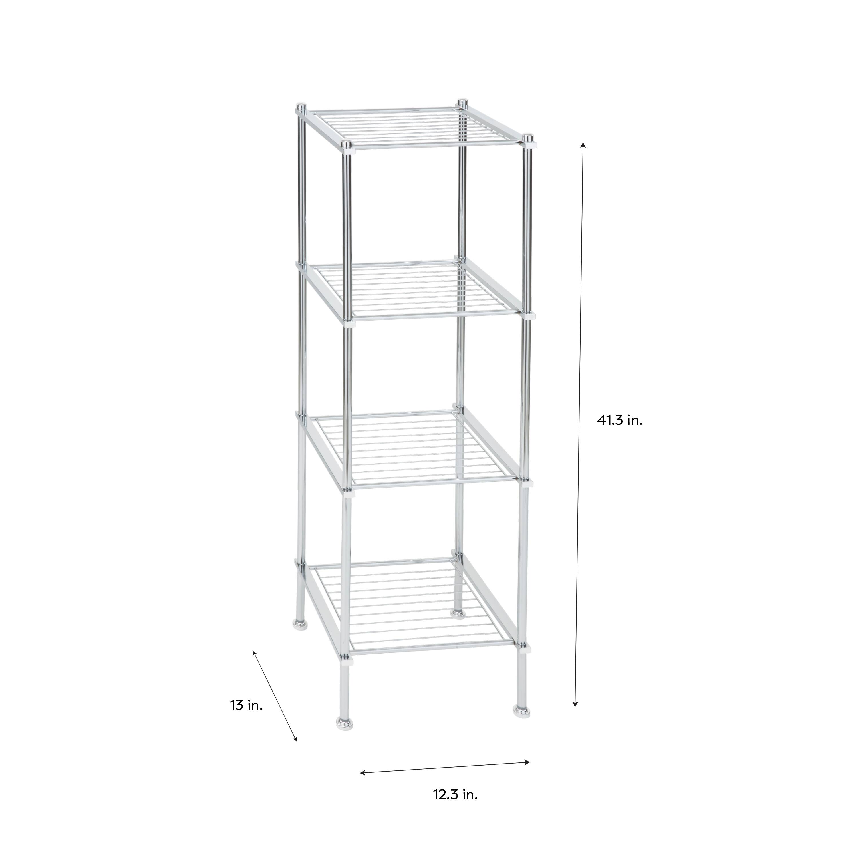 Organize It All 40&#x22; Metro Chrome 4-Tier Freestanding Shelving Tower