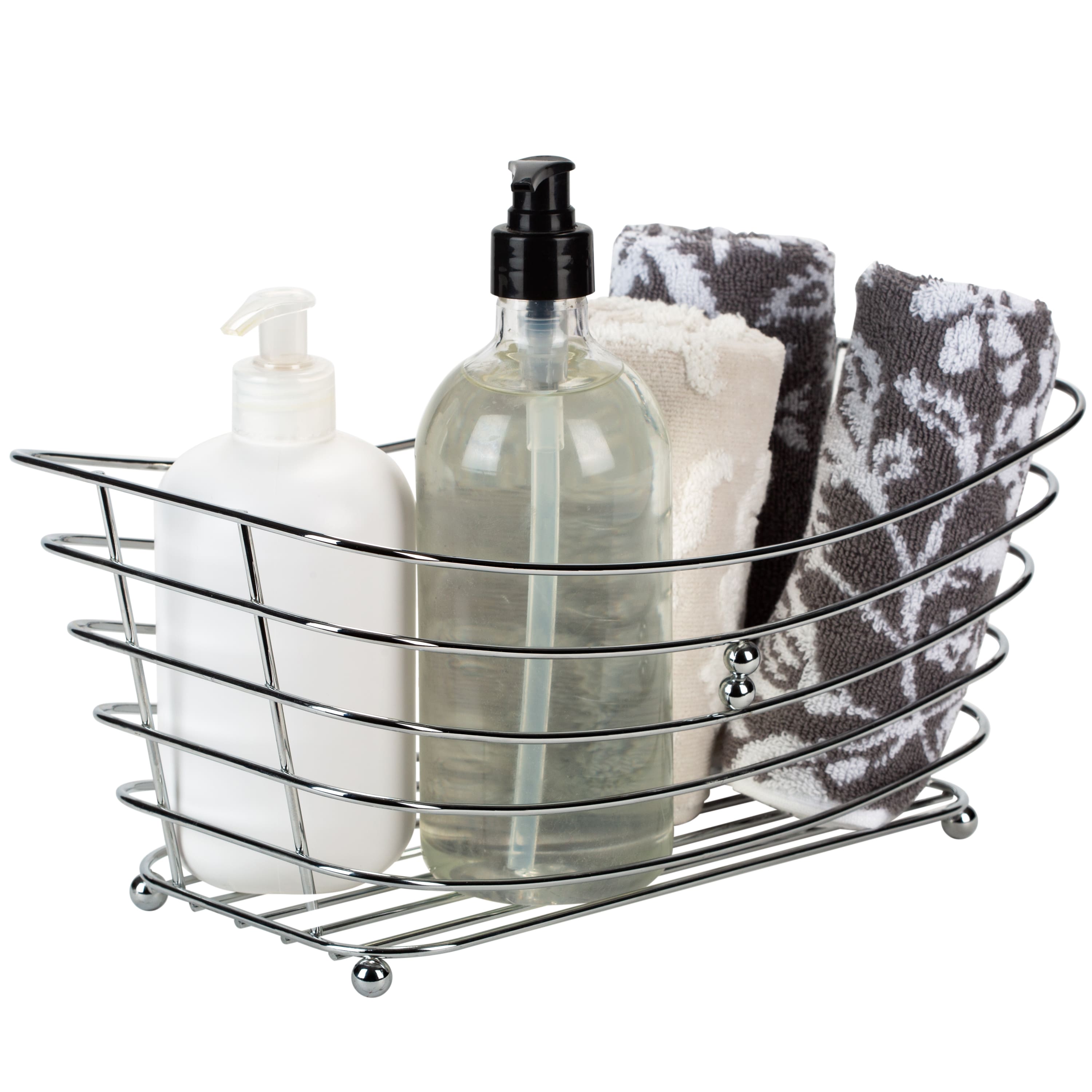 Simplify Wire Towel Basket with Chrome Ball Feet