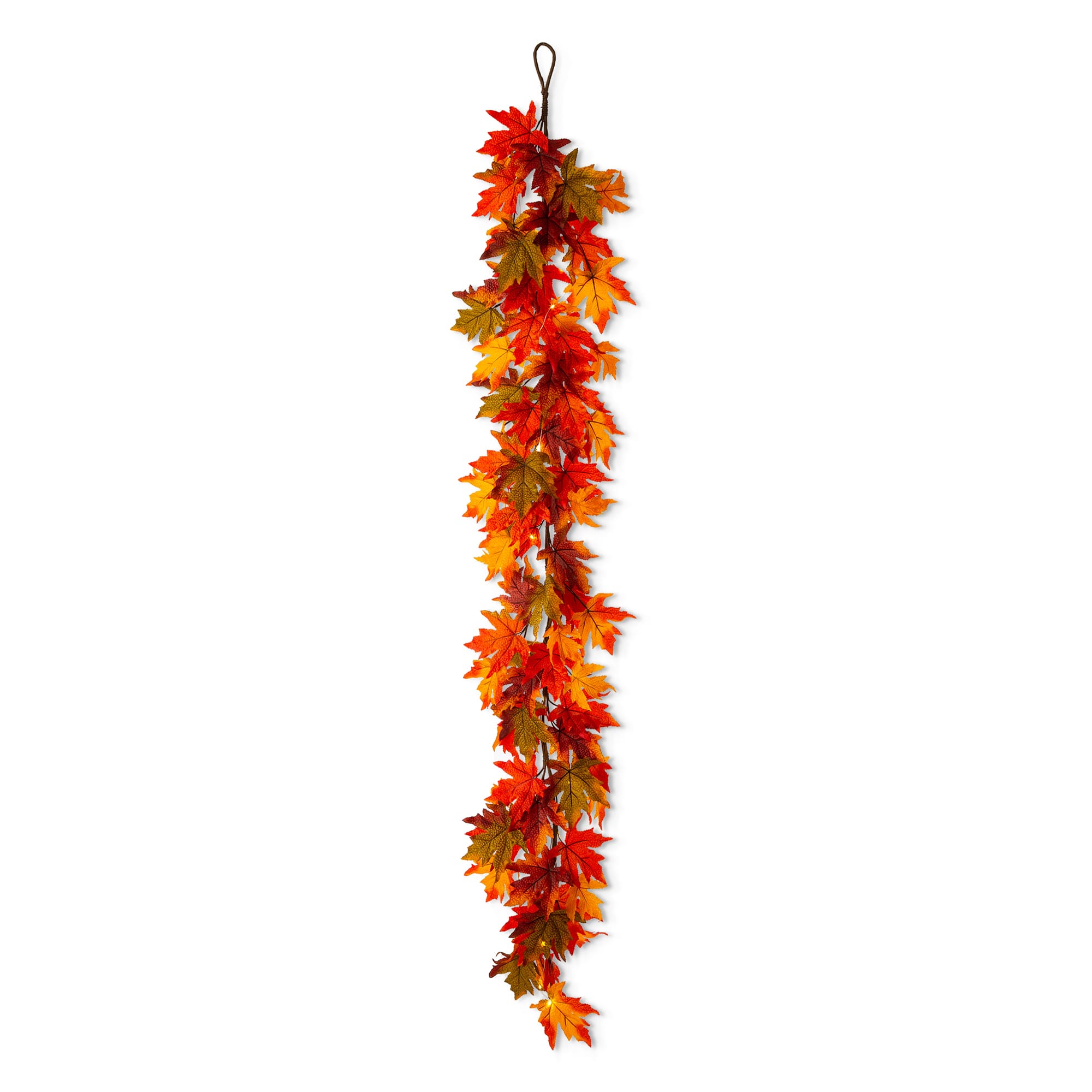 Glitzhome&#xAE; 6ft. Fall Lighted Maple Leaves Garland with Timer
