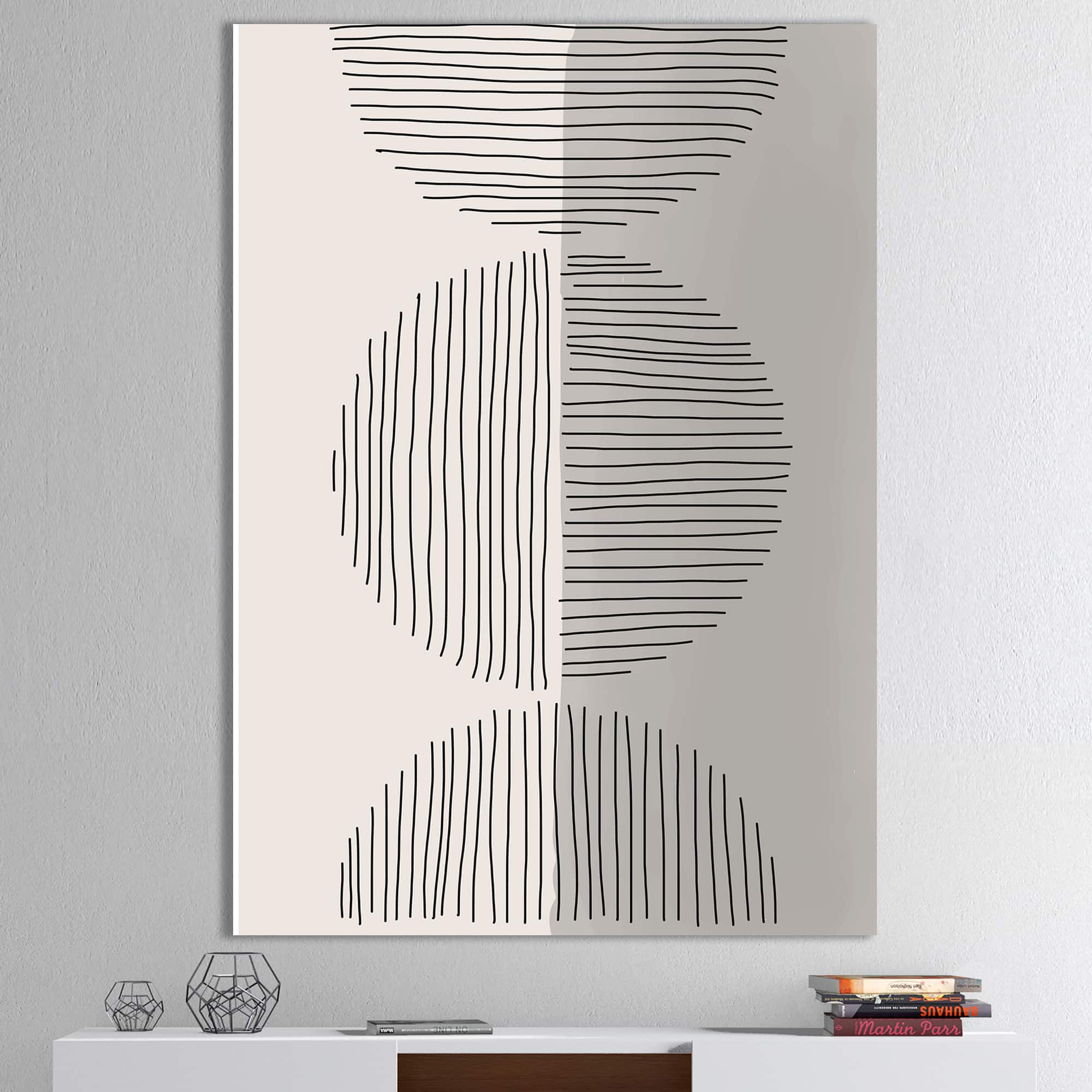 Designart - Minimal Geometric Lines And Circle VII - Modern Canvas Wall Art Print