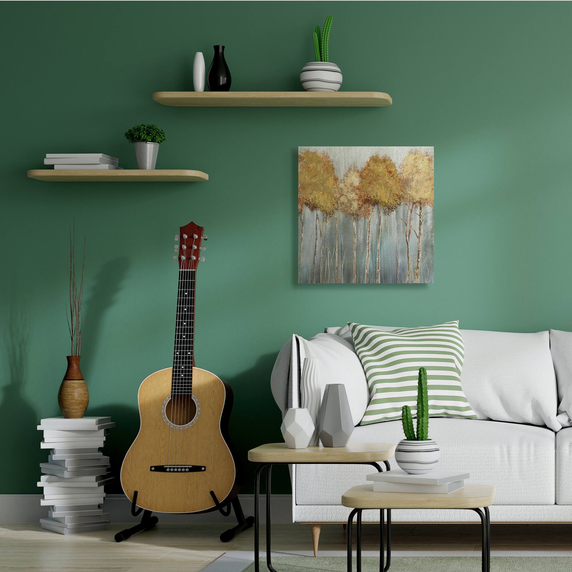 Stupell Industries Neutral Tree Forest Standing Tall over Grey Canvas Wall Art