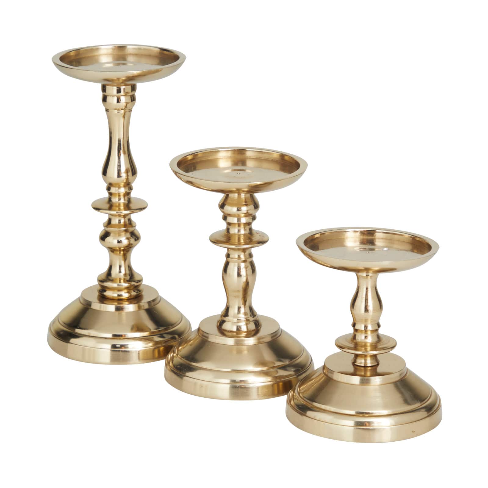 Gold Aluminum Traditional Candle Holder Set