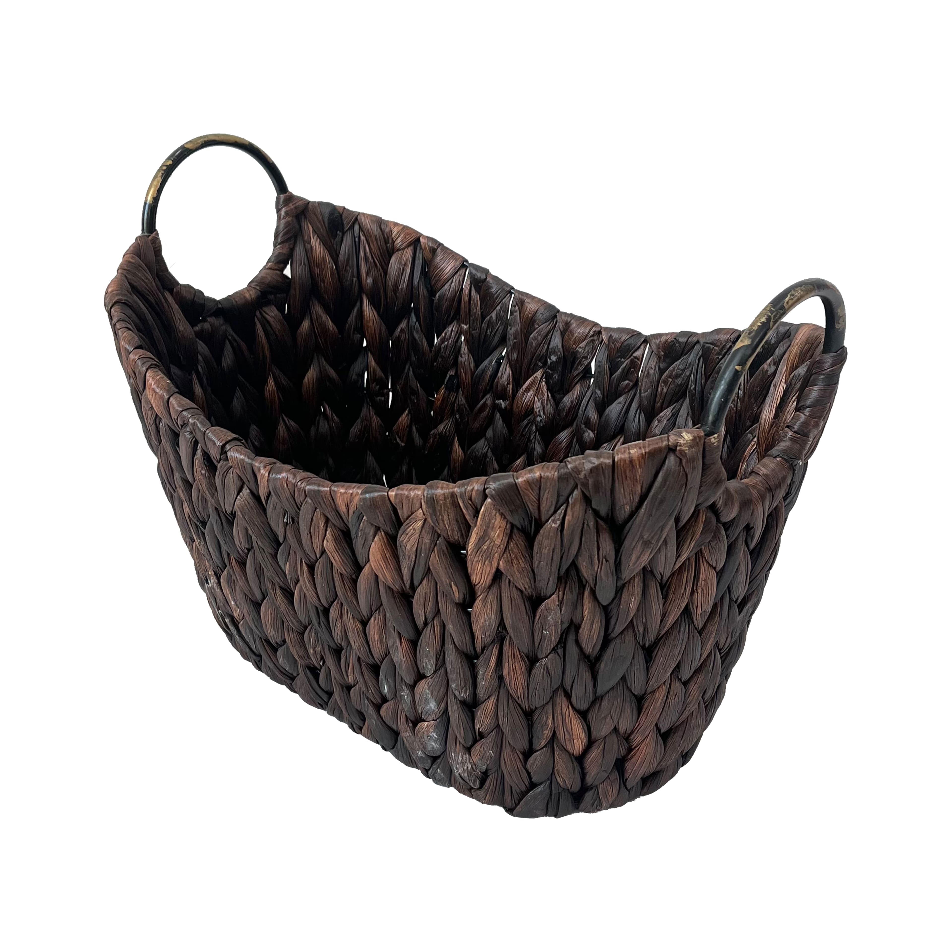 Small Espresso Woven Basket with Metal Handles by Ashland&#xAE;