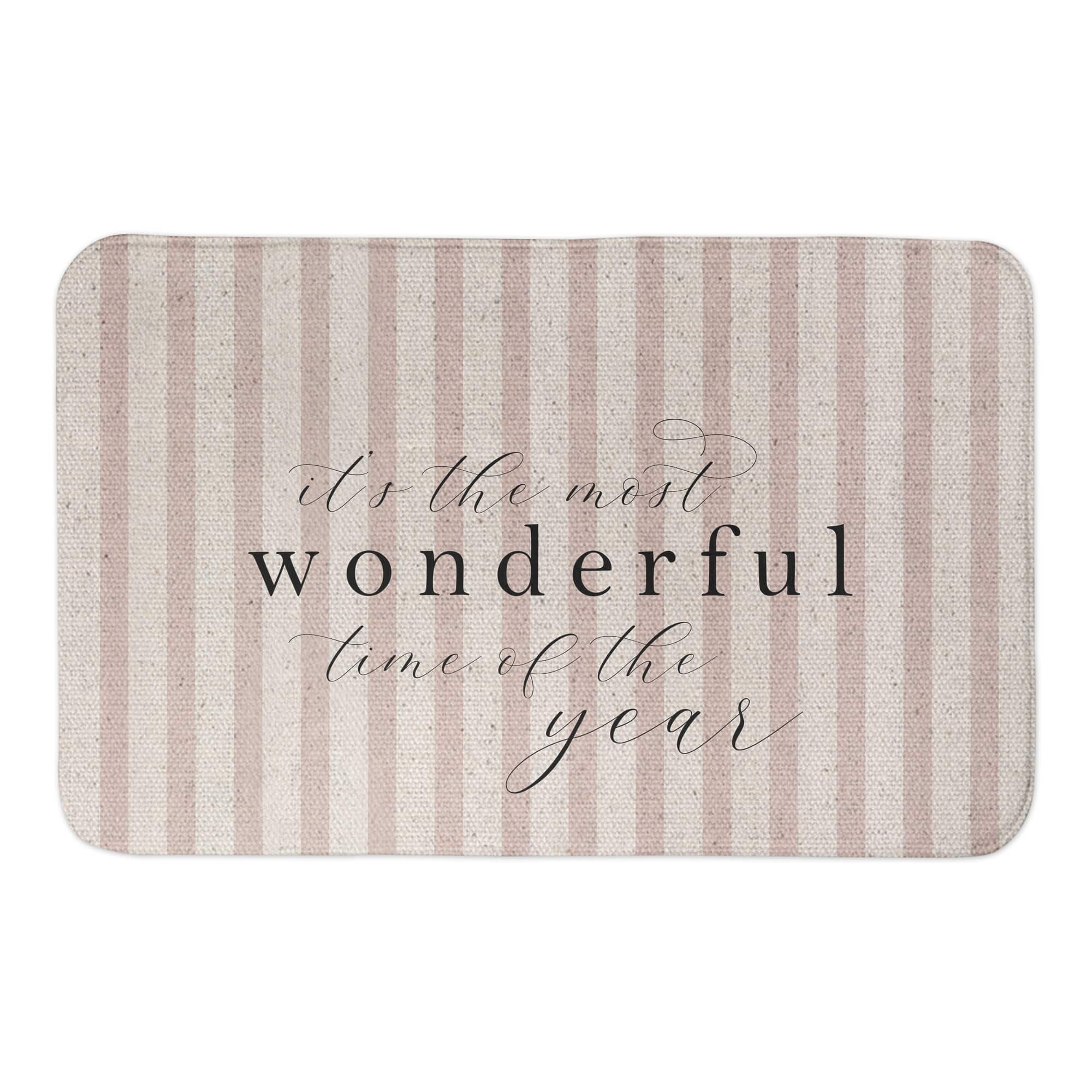 It's the Most Wonderful Time of the Year Red Stripe 21" x 34" Bath Mat