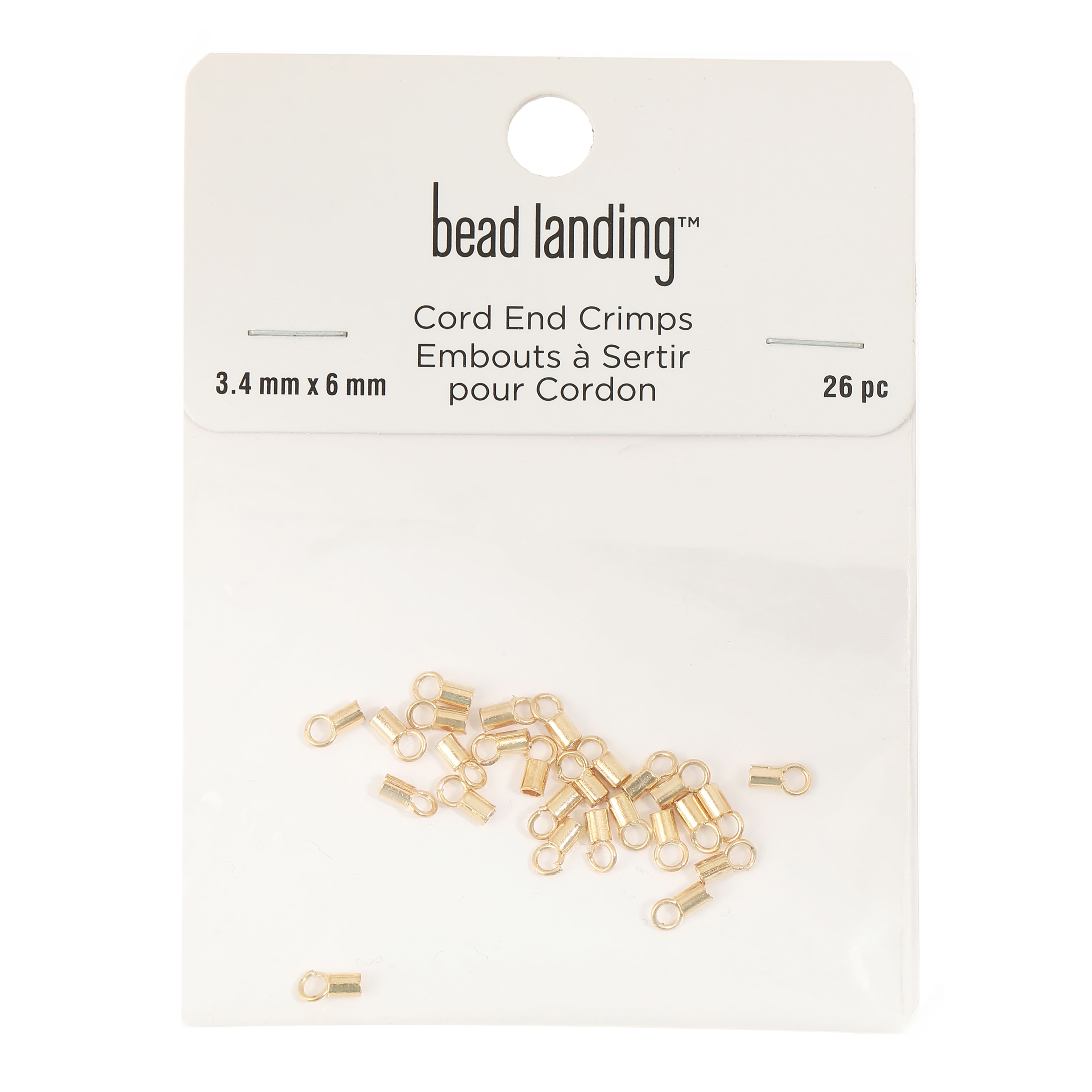 12 Packs: 26 ct. (312 total) 3.4mm Cord End Crimps by Bead Landing&#x2122;
