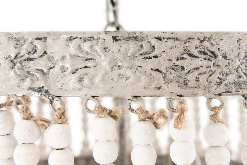 Hello Honey® 20.5" Antique White 3-Tier Wood Bead Chandelier