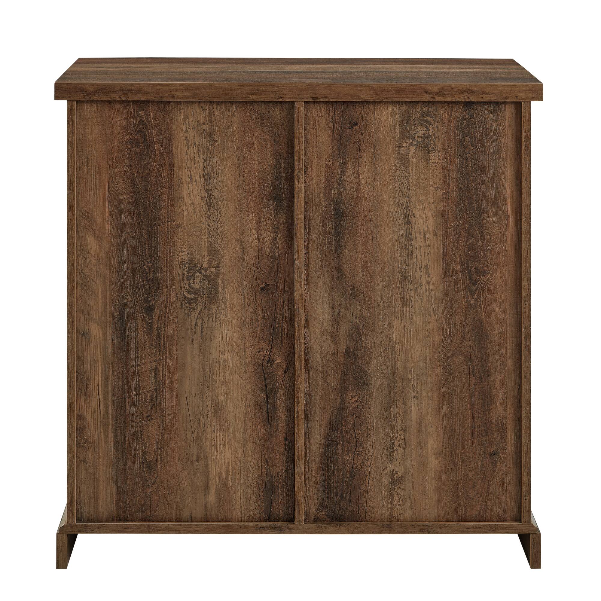 Walker Edison 32" Reclaimed Barnwood Sliding Grooved Door Modern Accent Cabinet