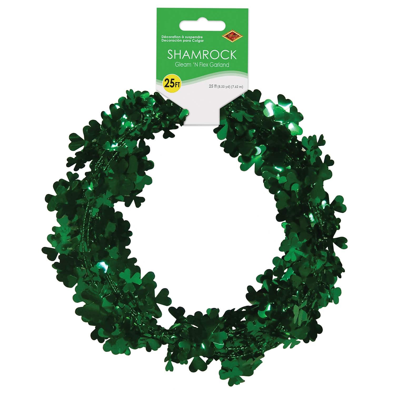Beistle 25ft. Green Gleam 'N Flex Shamrock Garlands, 2ct.
