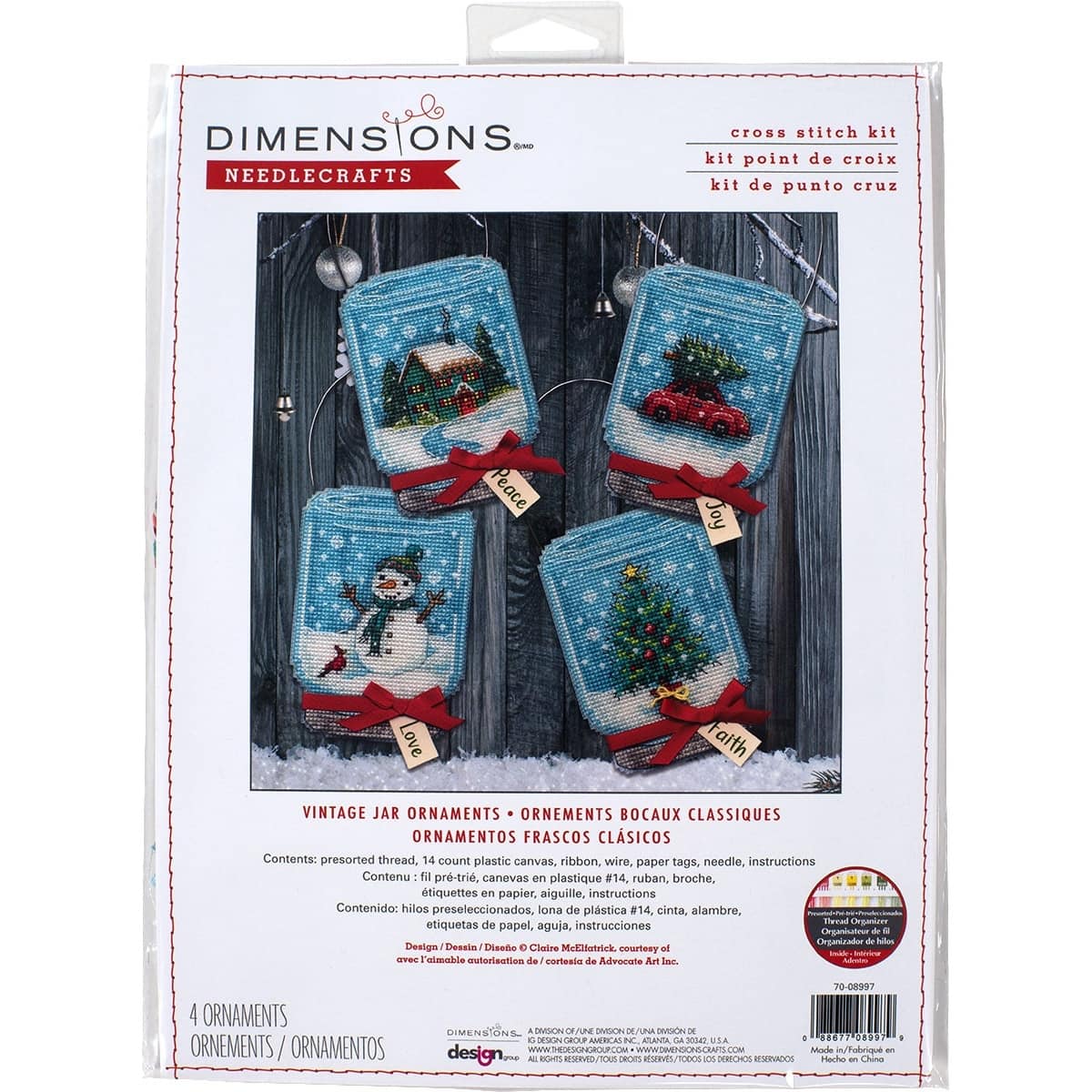 Dimensions® Christmas Jar Ornaments Set Counted Cross Stitch Kit