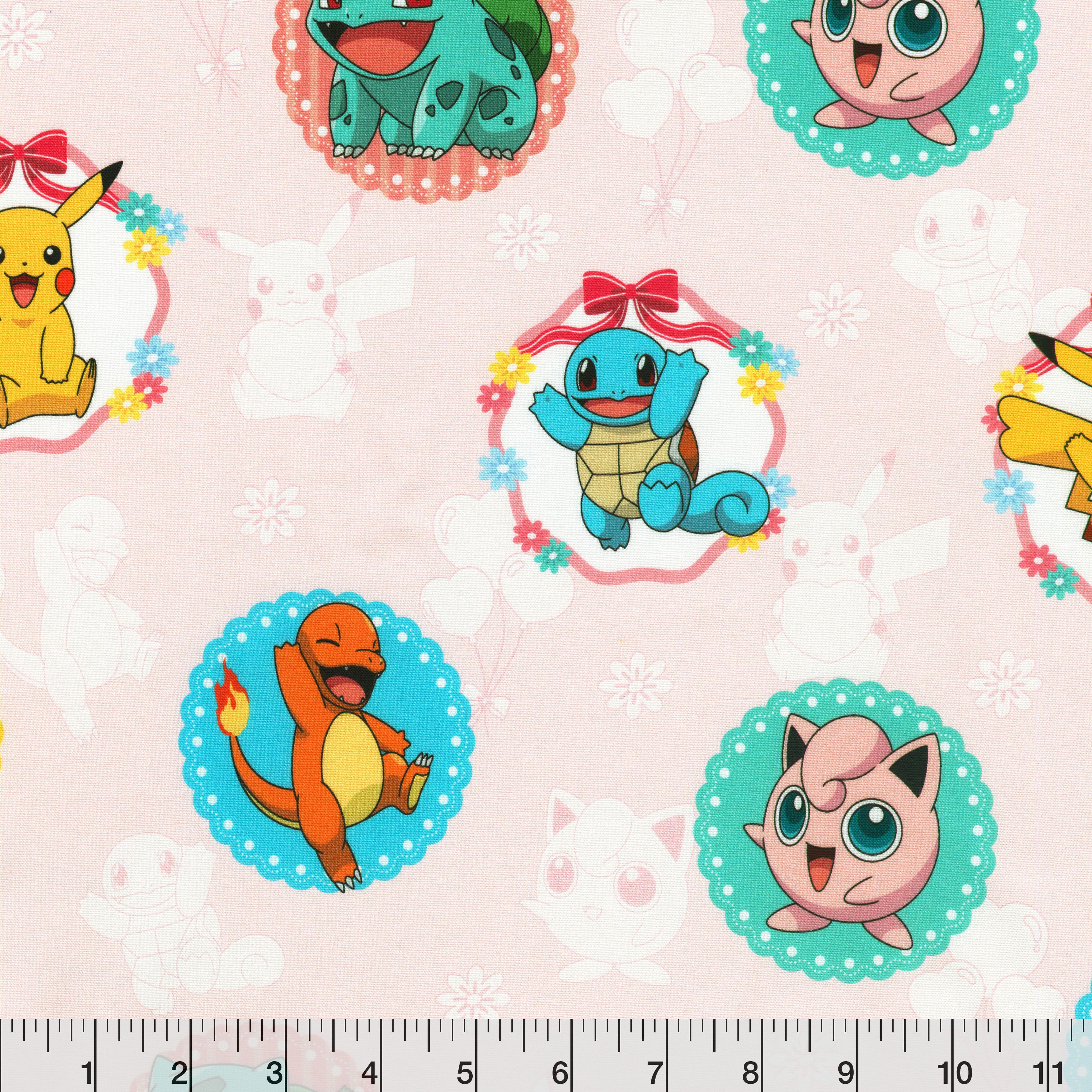 Pokémon™ Lovely Pink Character Print Cotton Fabric