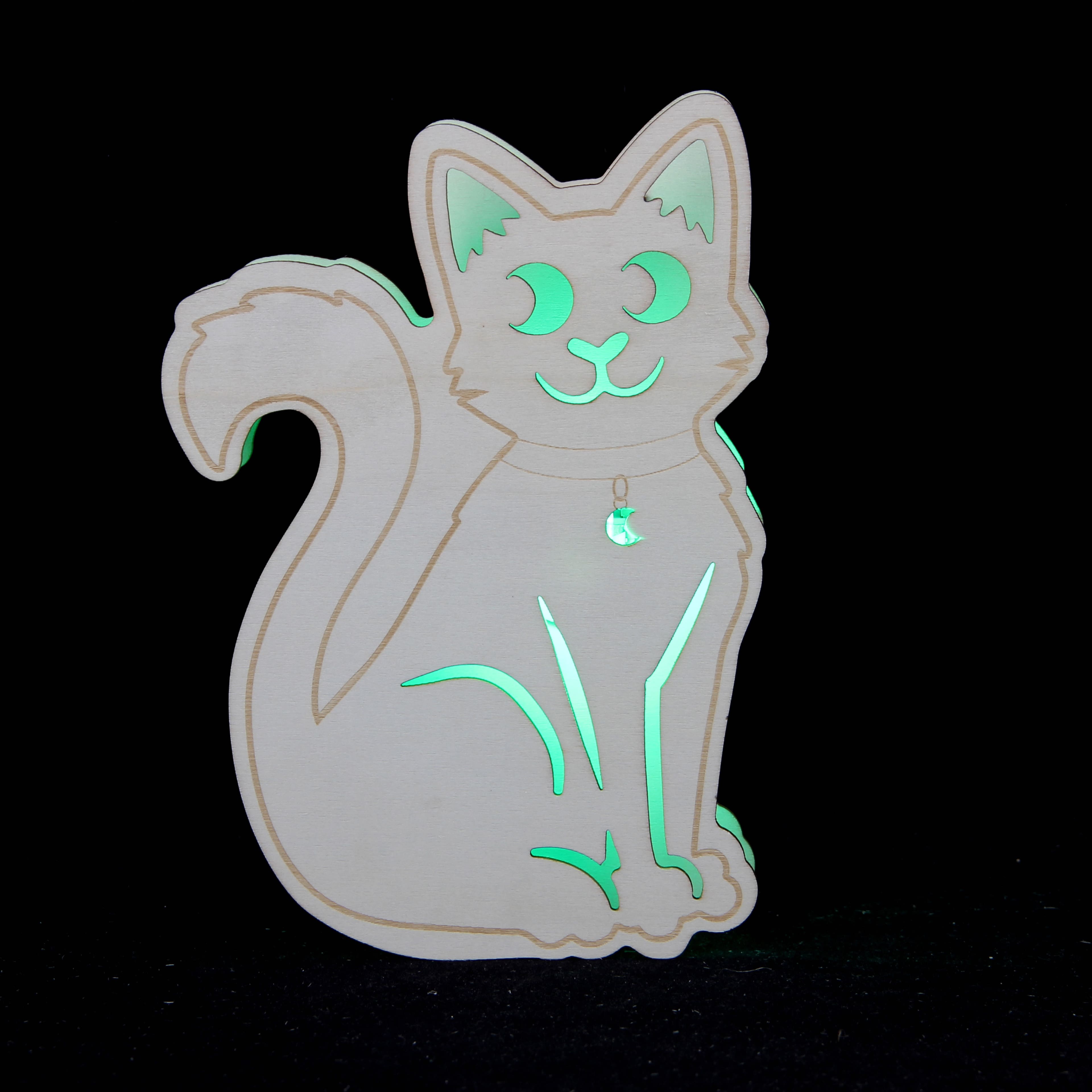 7.5&#x22; DIY Cat LED Wood D&#xE9;cor by Make Market&#xAE;
