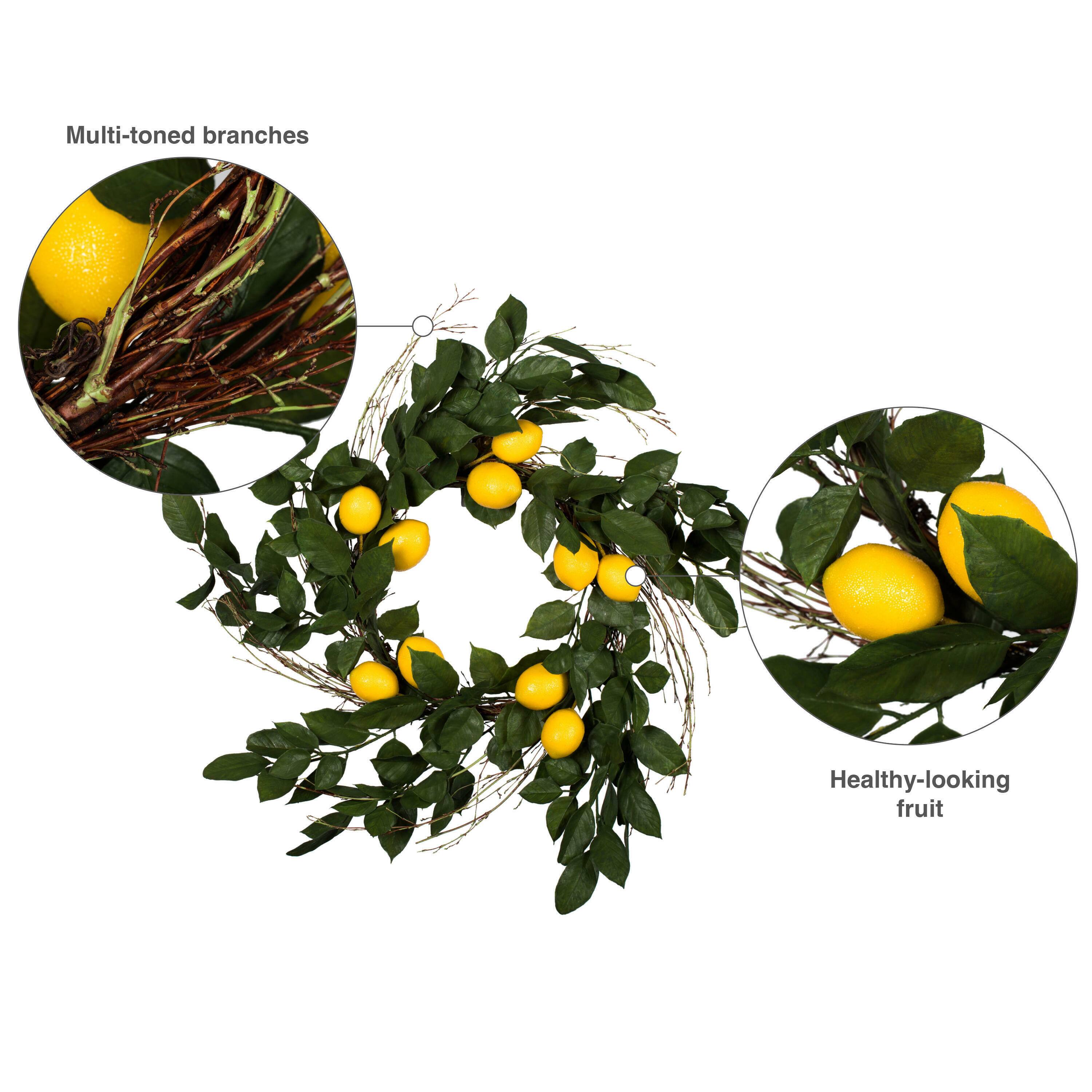 24" Green & Yellow Salal Leaf Lemon Wreath