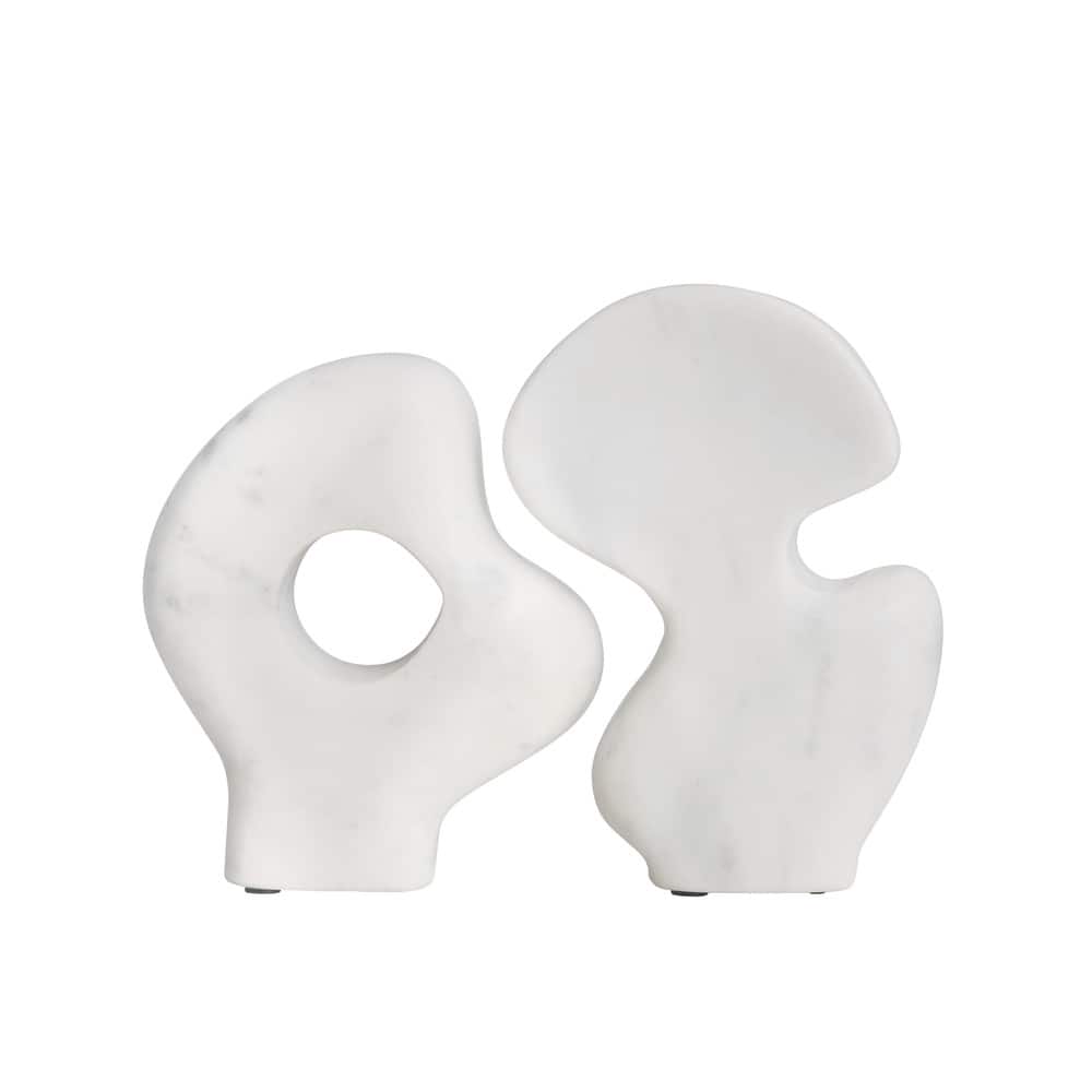 Bloomingville 6.5&#x22; White Decorative Abstract Marble Sculptures Set