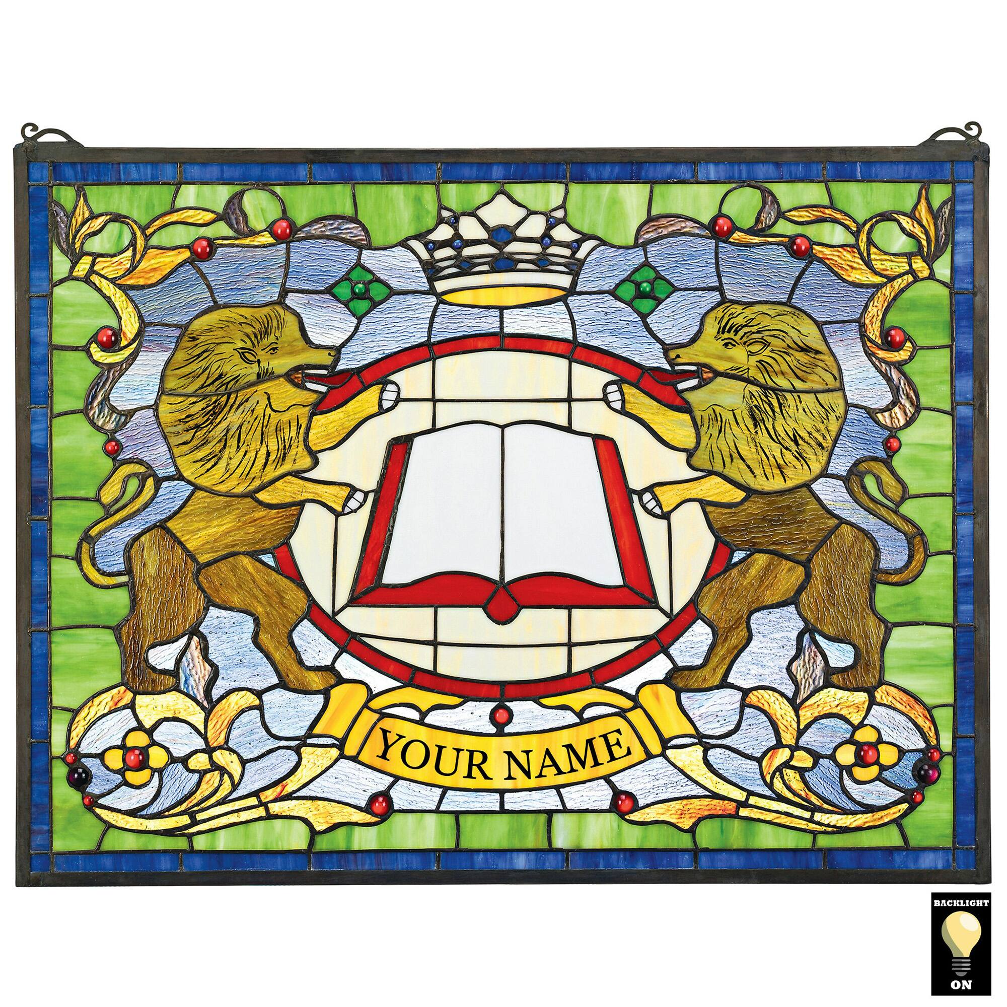 Design Toscano 25" Lion Coat of Arms Stained Glass Window