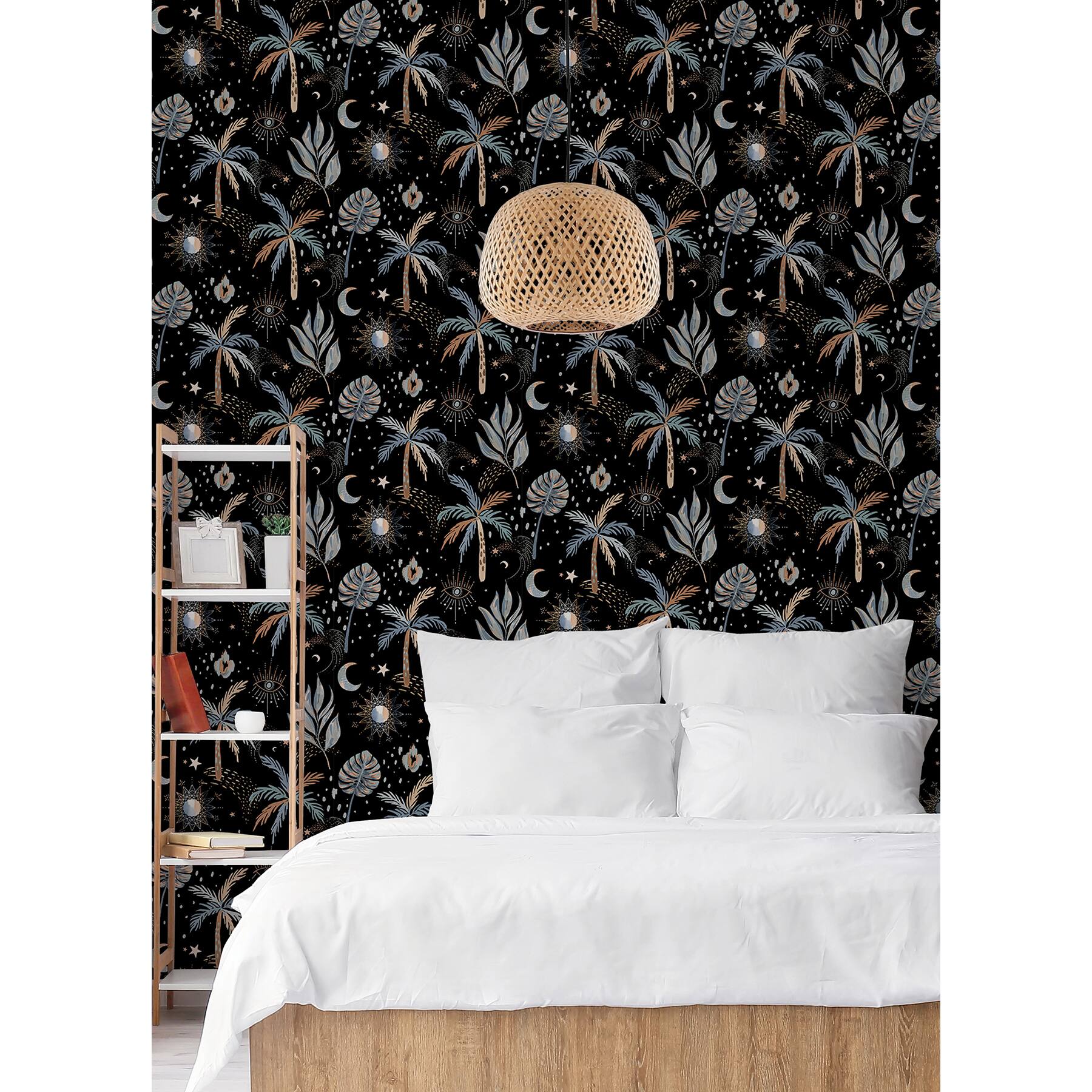 RoomMates Black Nuit Tropicale Peel & Stick Wallpaper