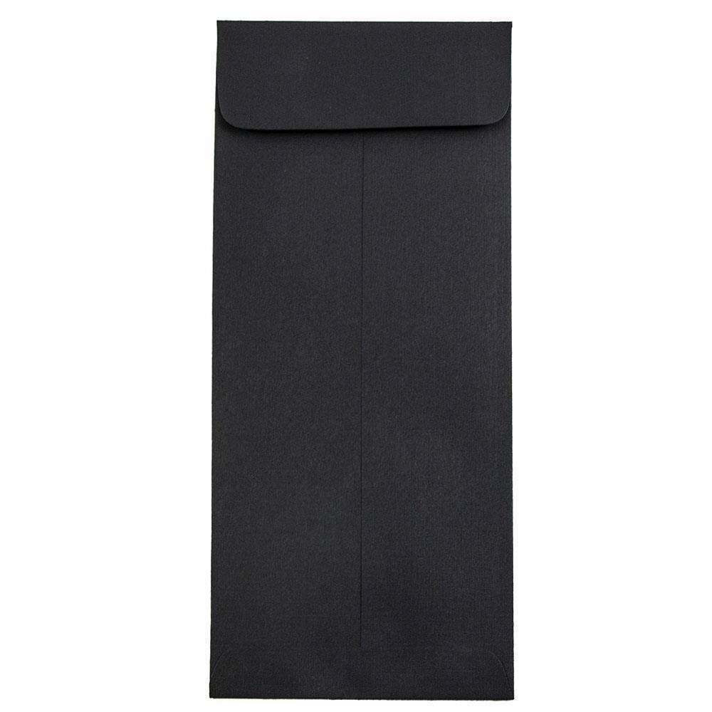 JAM Paper 4" x 9.5" Black Linen Policy Business Premium Envelopes