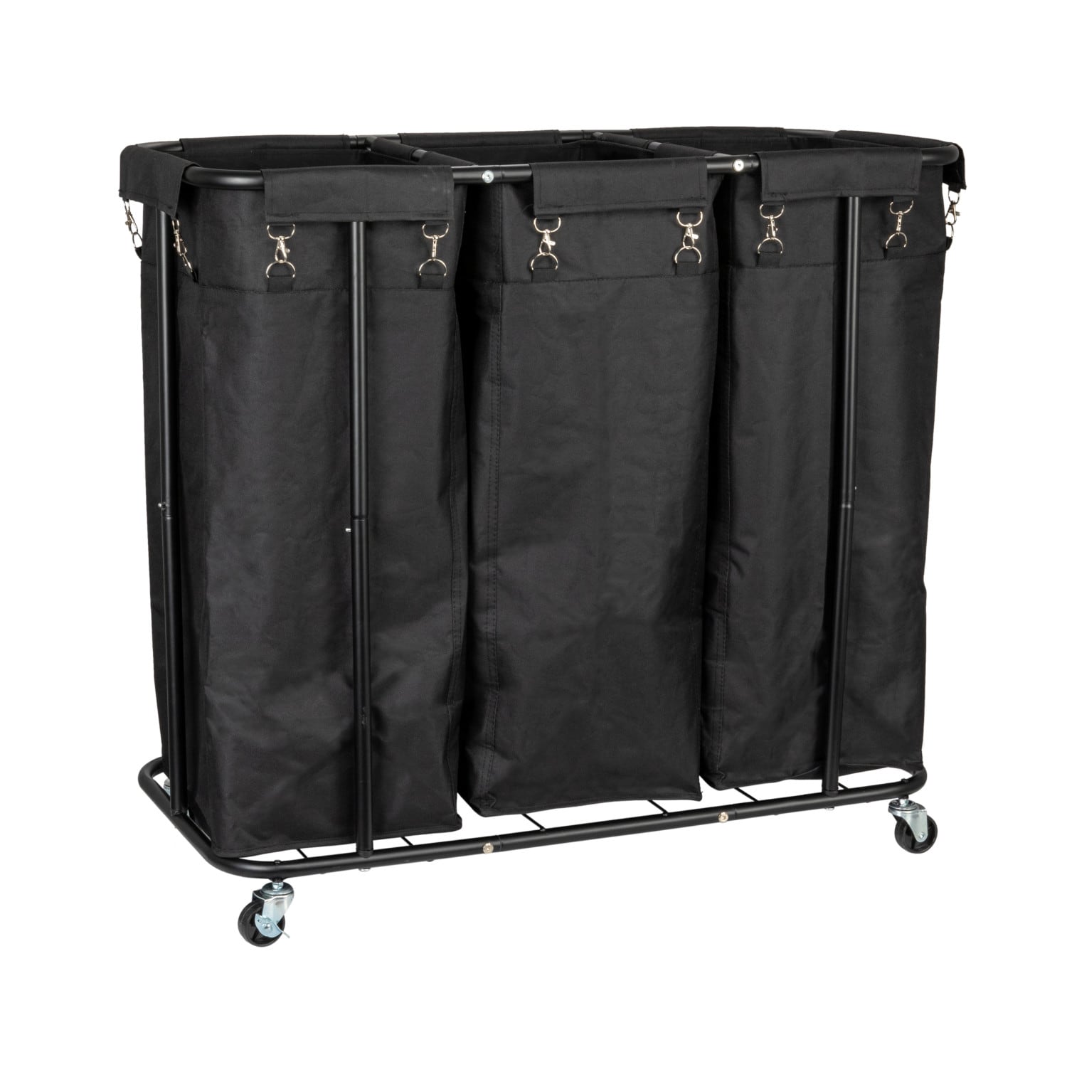 Household Essentials 34&#x22; Long Black 3-Bag Rolling Laundry Sorter