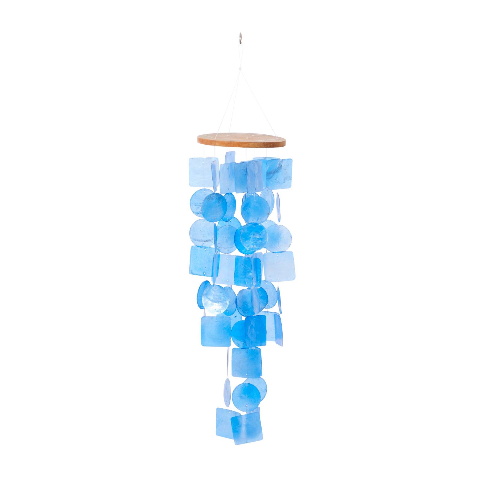 Blue Capiz shell Coastal Windchime, 26&#x22;, 6&#x22;