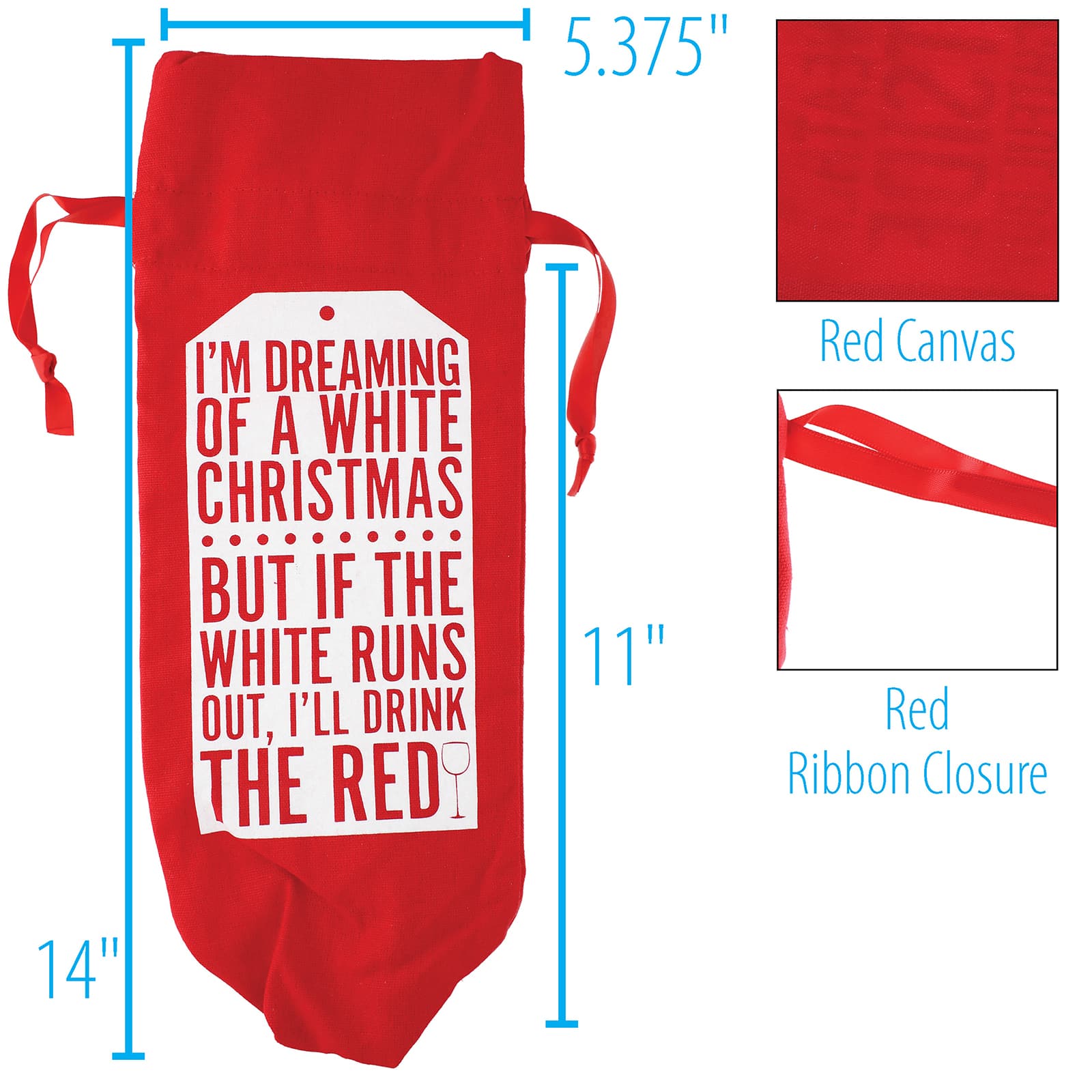 Personality Case&#x2122; Red White Christmas Gift Tag Wine Bag