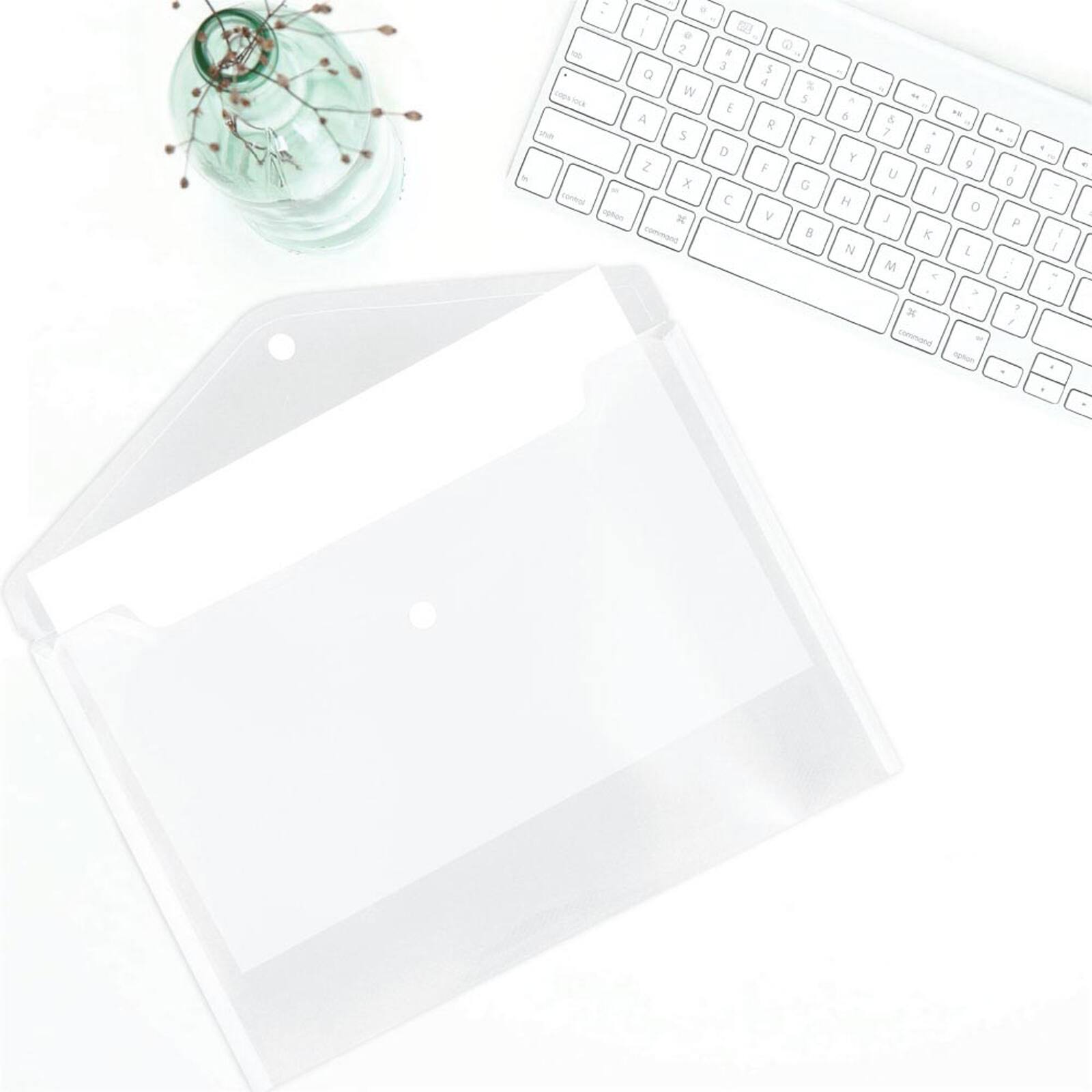 JAM Paper 9.75" x 13" Clear Plastic Snap Booklet Envelopes, 12ct.