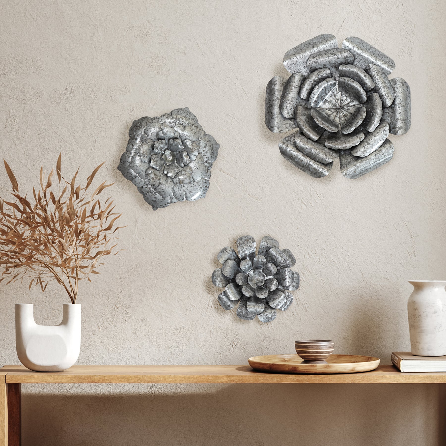 Habitat Decor Lani Flower Metal Wall Art Set
