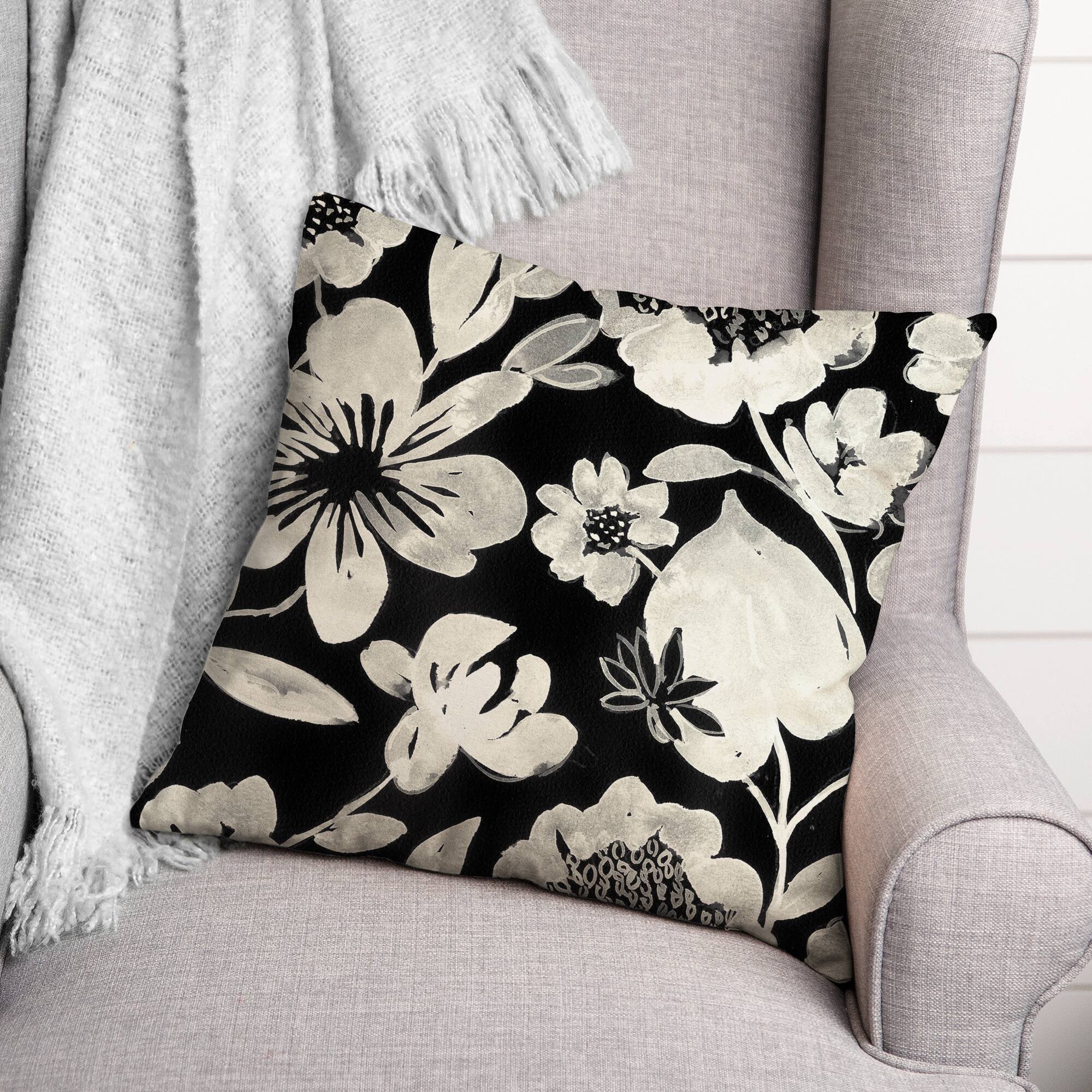 Cream Florals Throw Pillow 18" x 18"