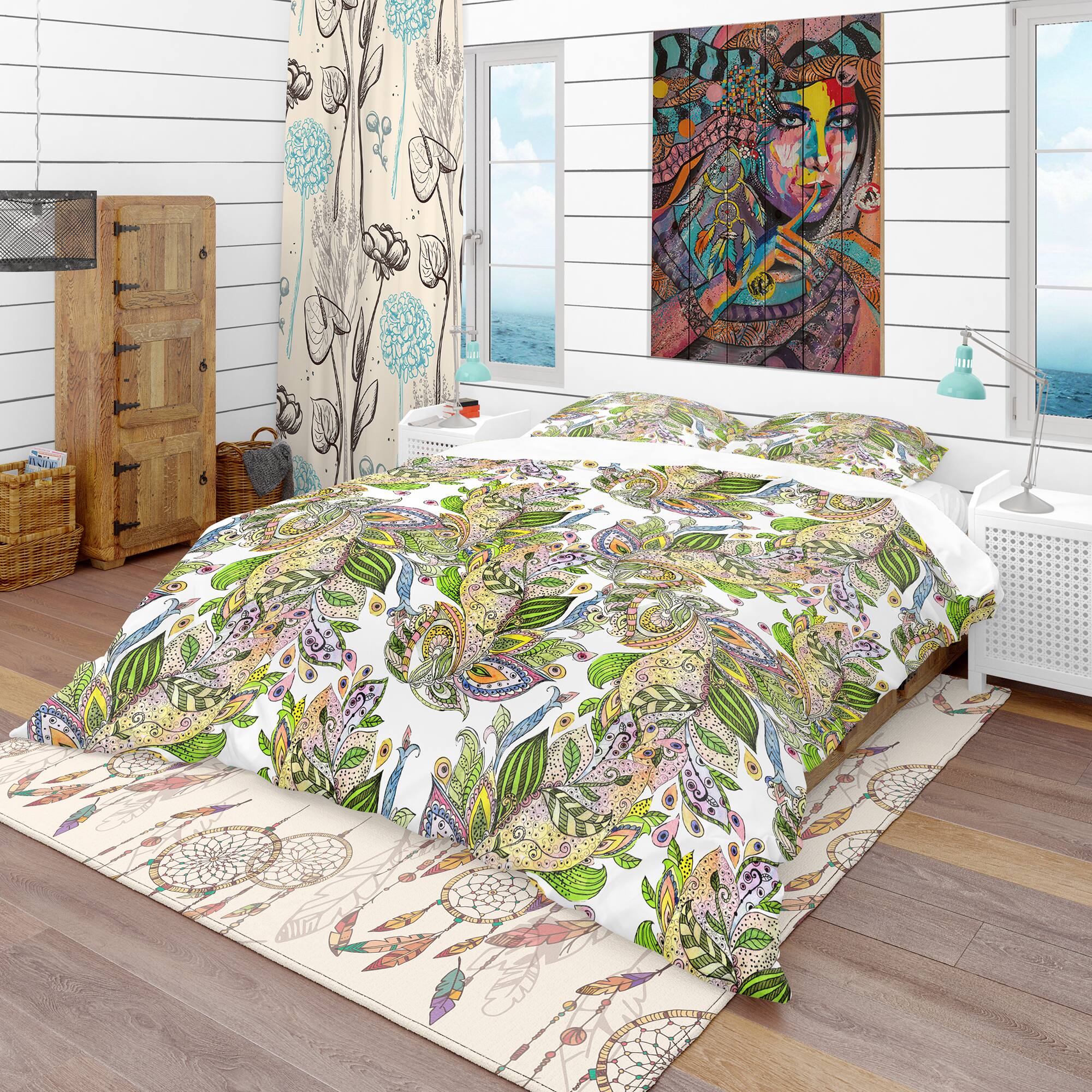 Designart &#x27;Texture Watercolor Abstract Pattern&#x27; Bohemian &#x26; Eclectic Bedding Set - Duvet Cover &#x26; Shams