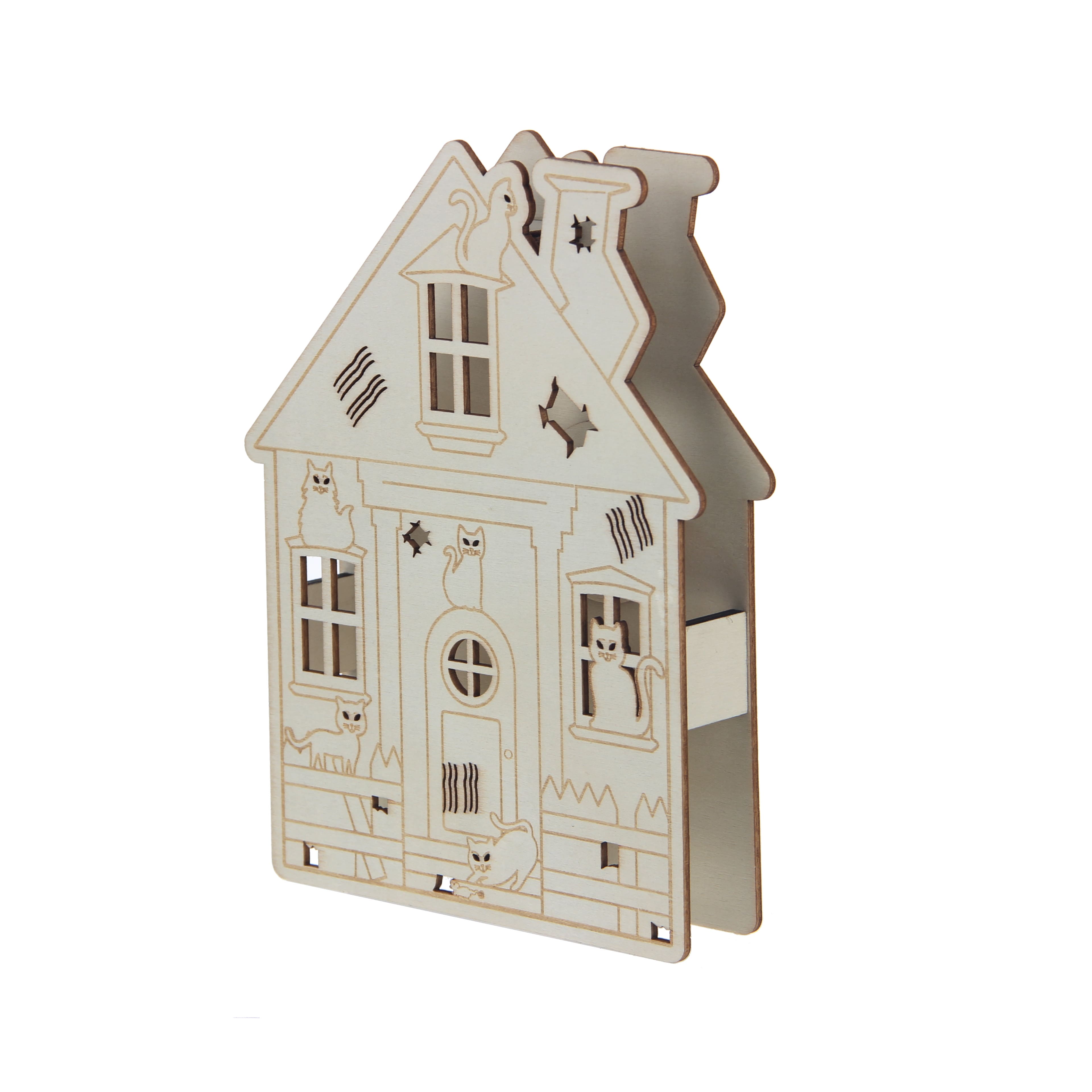 7.5" DIY Cat House LED Wood Décor by Make Market®