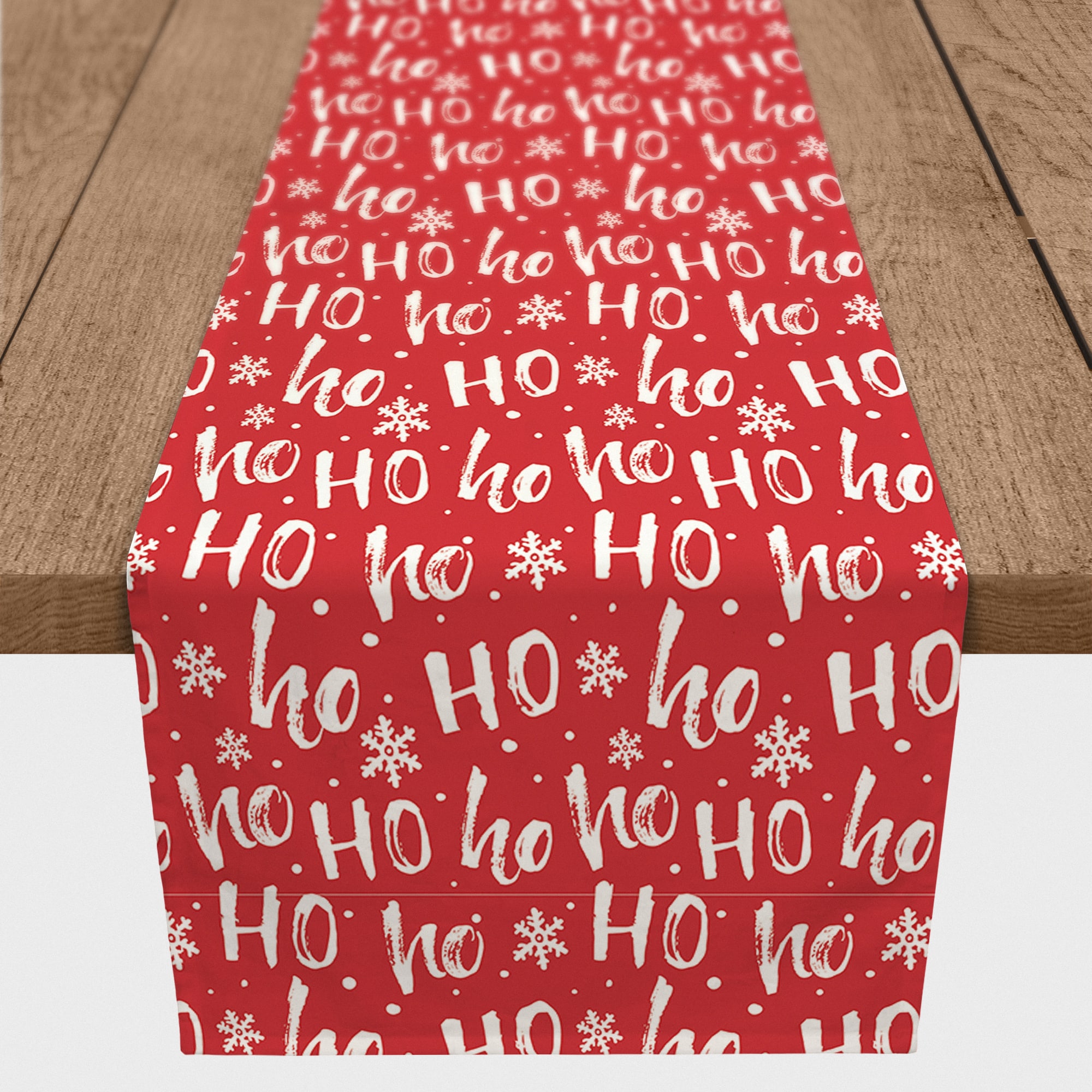 90'' Ho Ho Ho Pattern Cotton Twill Runner