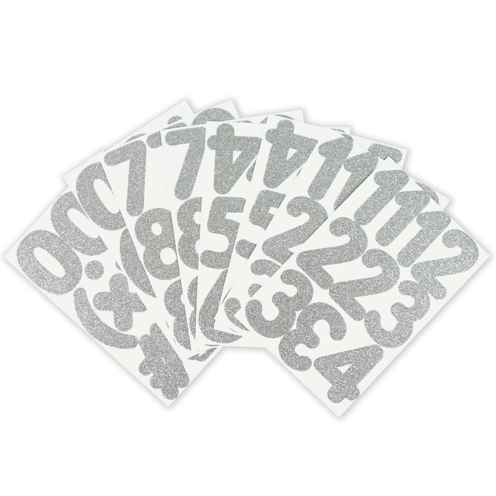 12 Pack: Silver Glitter Rounded Number Stickers by Recollections™