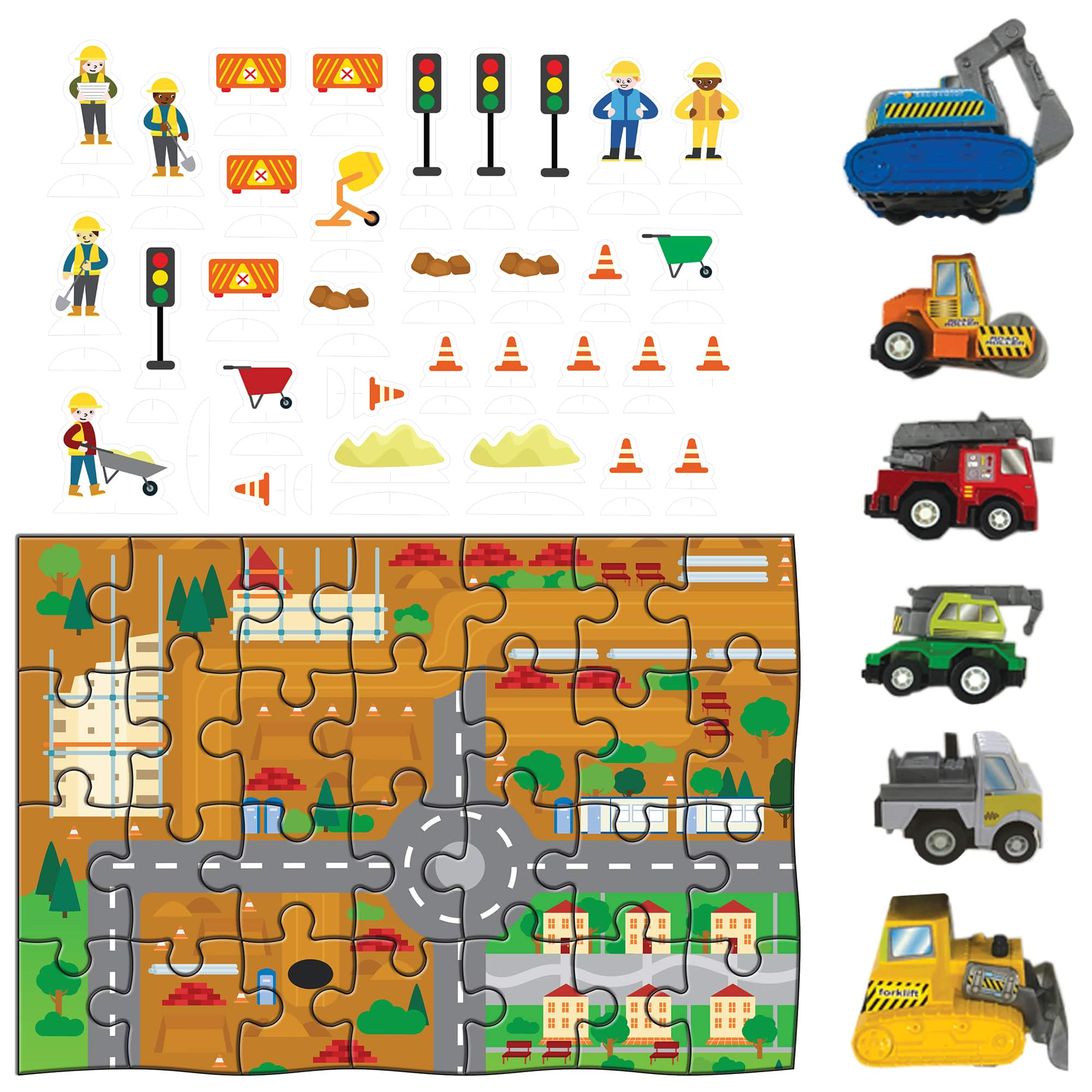 Hinkler Pull-Back and Go Construction Vehicles Floor Puzzle