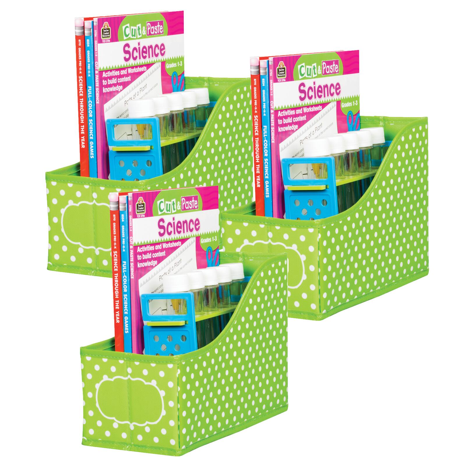 Teacher Created Resources Lime Polka Dots Storage Box