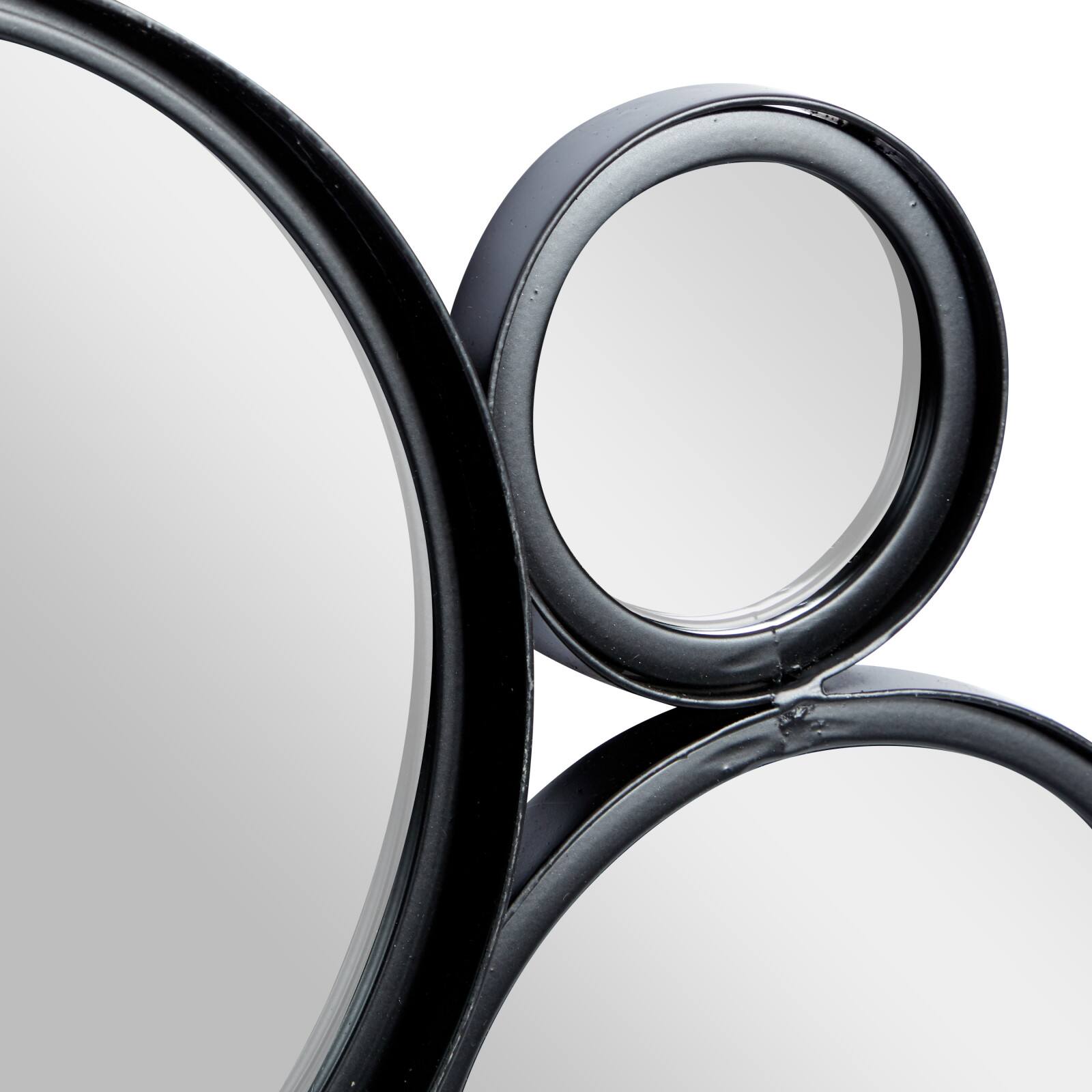 52&#x22; Black Contemporary Metal Wall Mirror Cluster