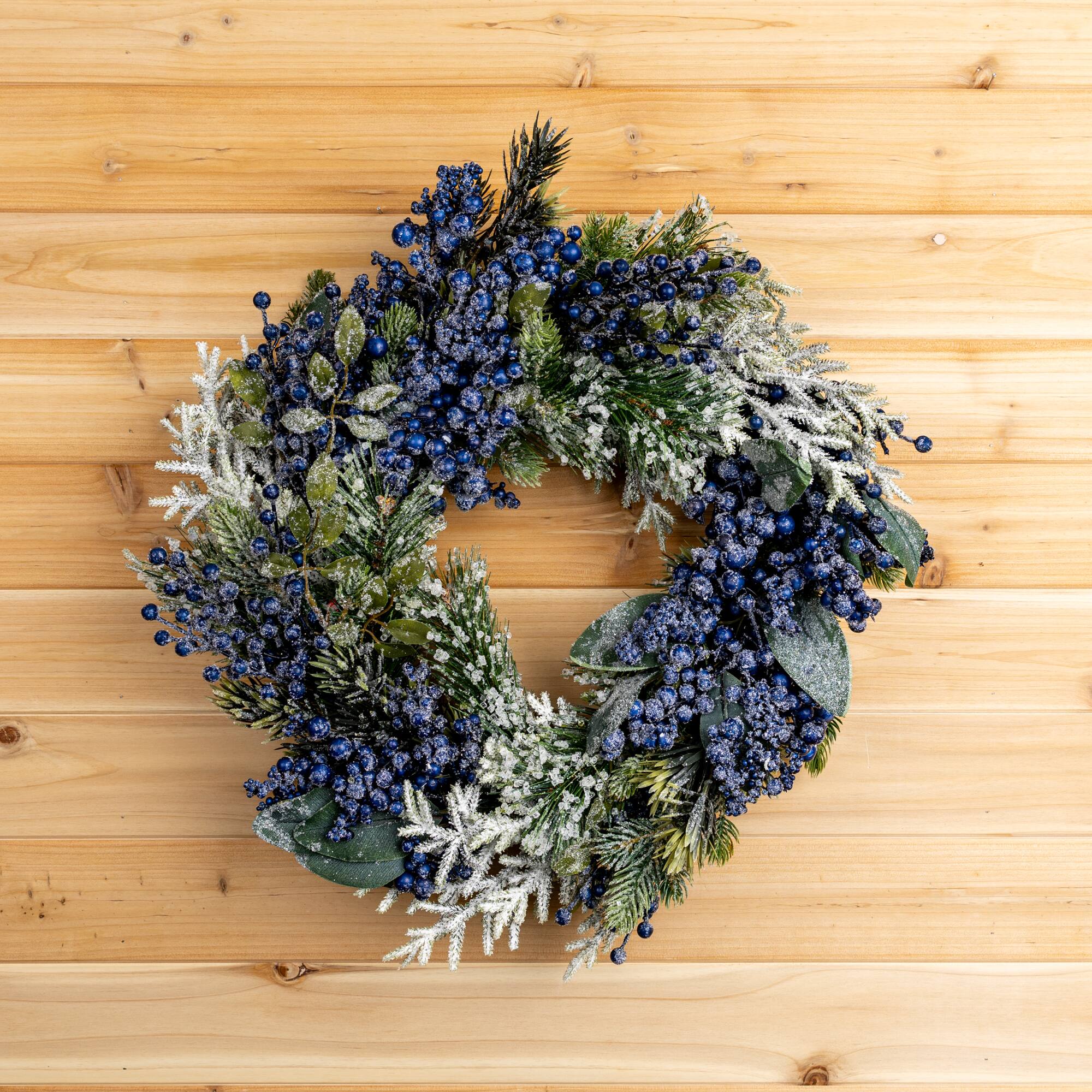 24" Frosted Blueberry Pine Wreath