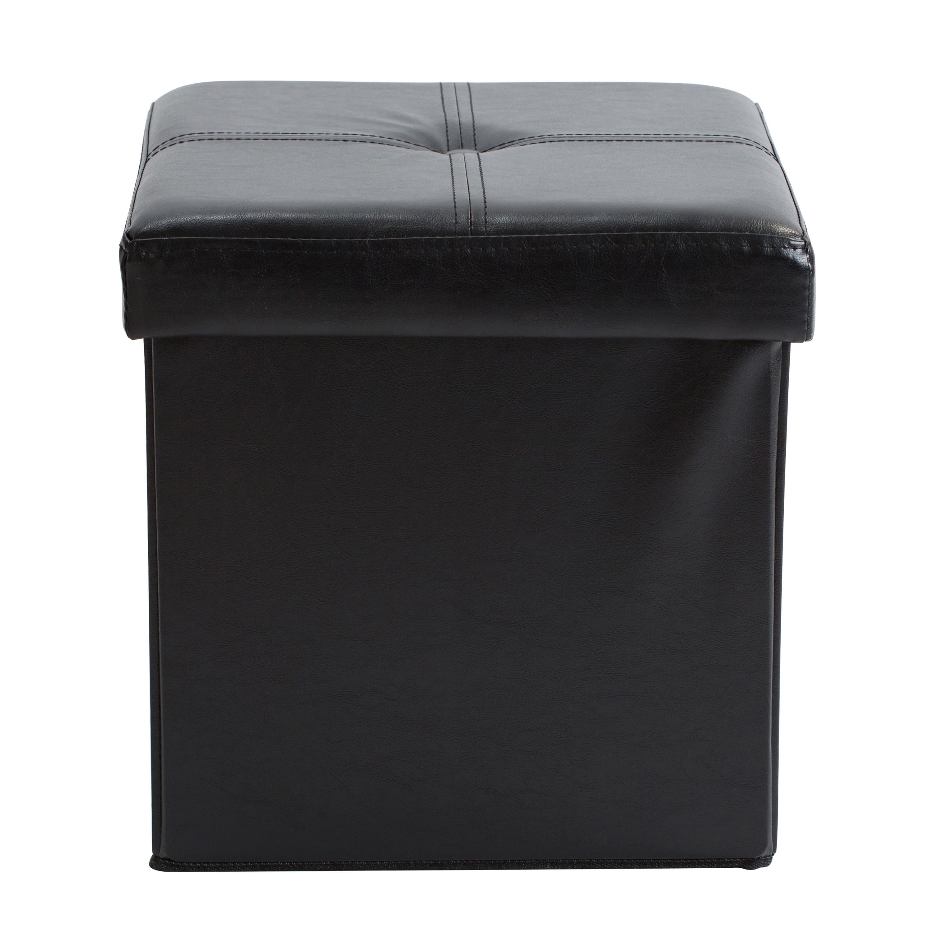 Simplify Faux Leather Folding Storage Ottoman Cube