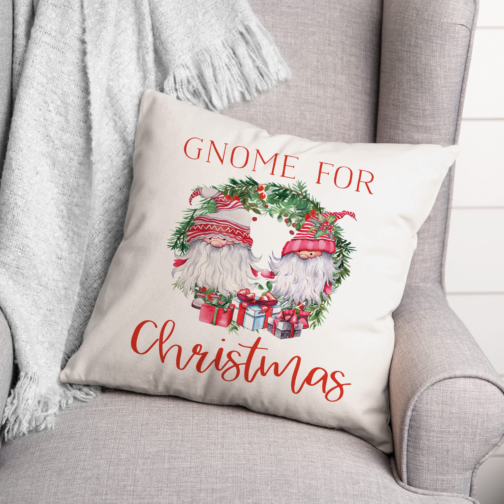Gnomes for Christmas Throw Pillow