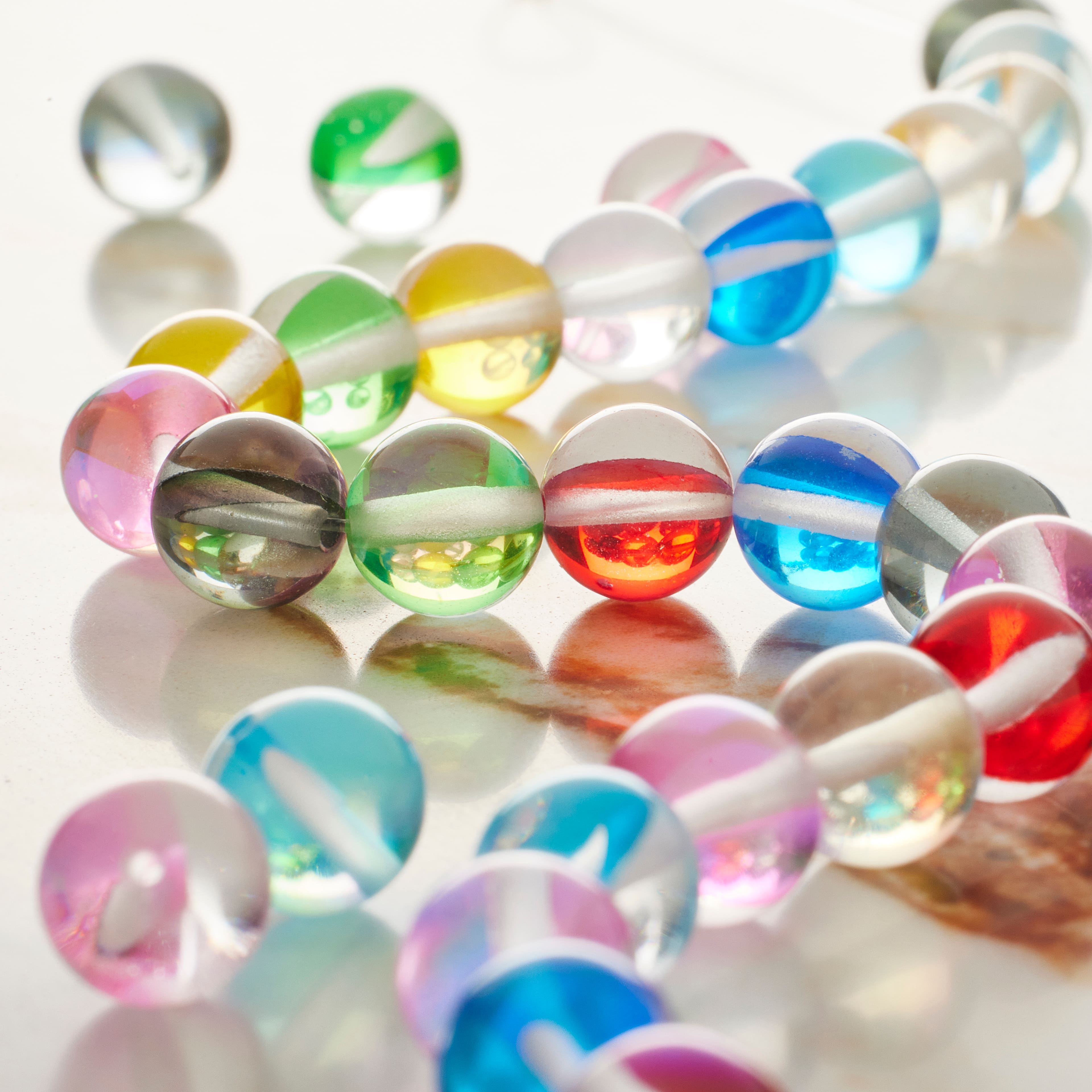 12 Pack: Multicolor Shiny Glass Round Beads by Bead Landing™