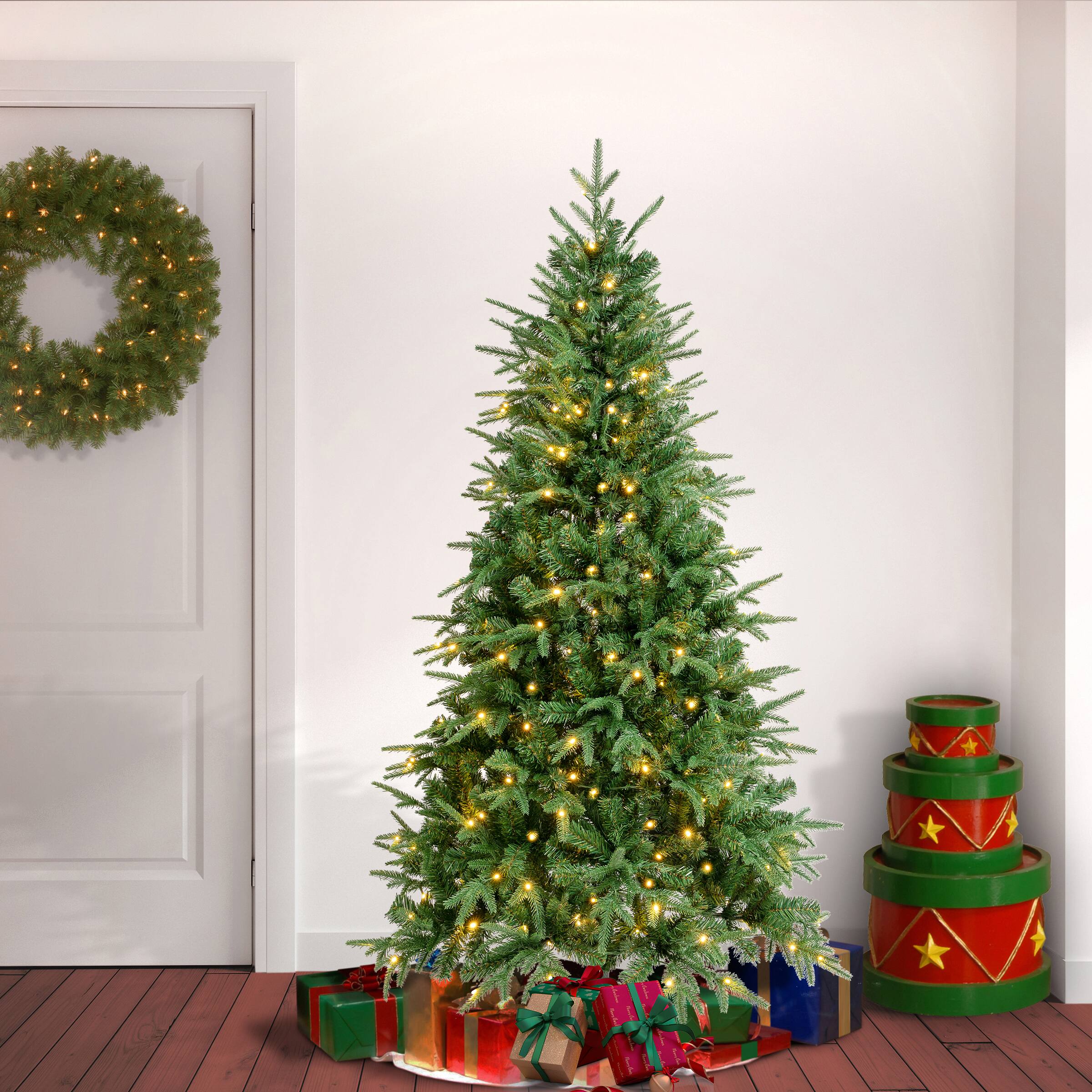 6ft. Pre-Lit Feel-Real® Duxbury Artificial Christmas Tree, Warm White LED Lights