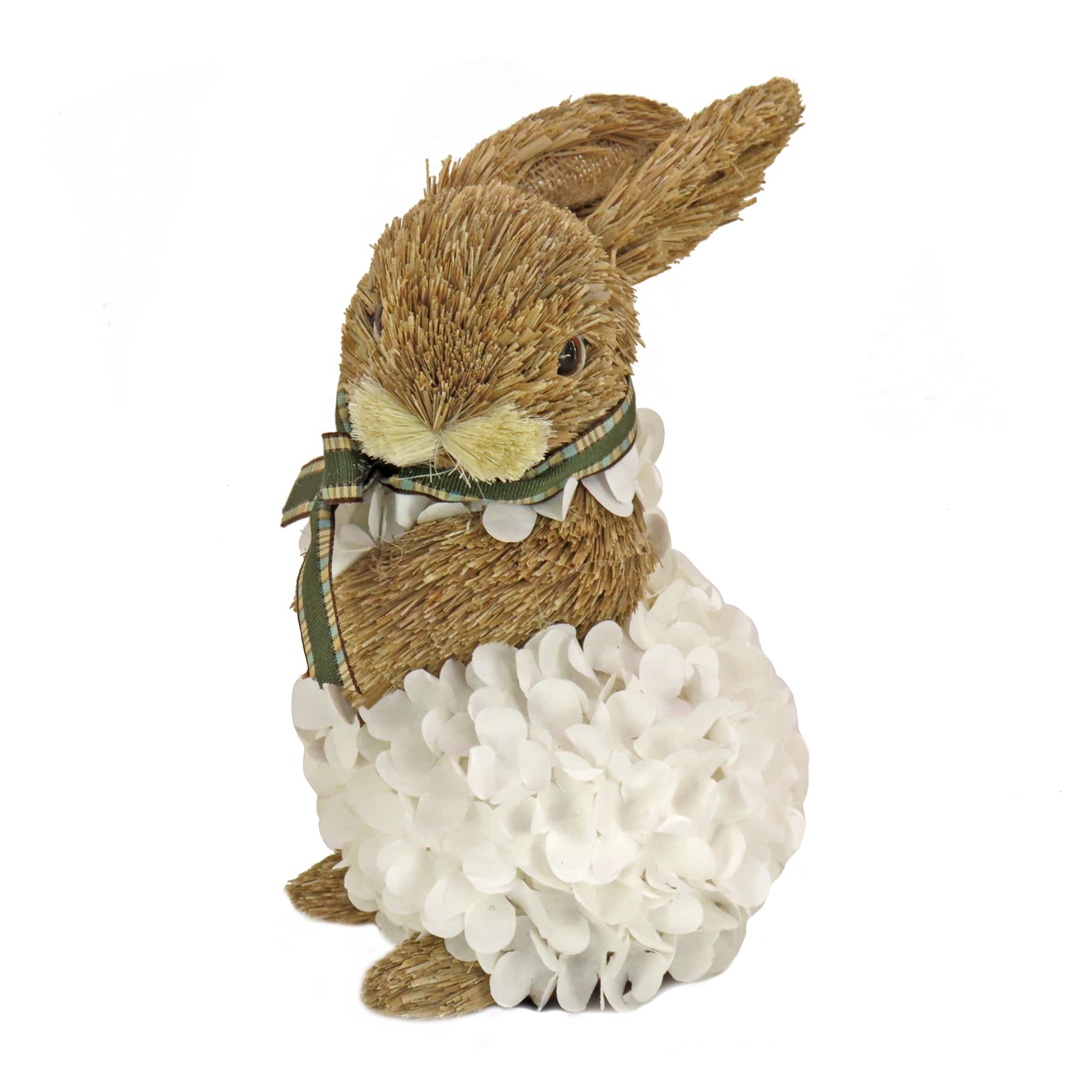 10" Bunny in White Flowers Tabletop Accent