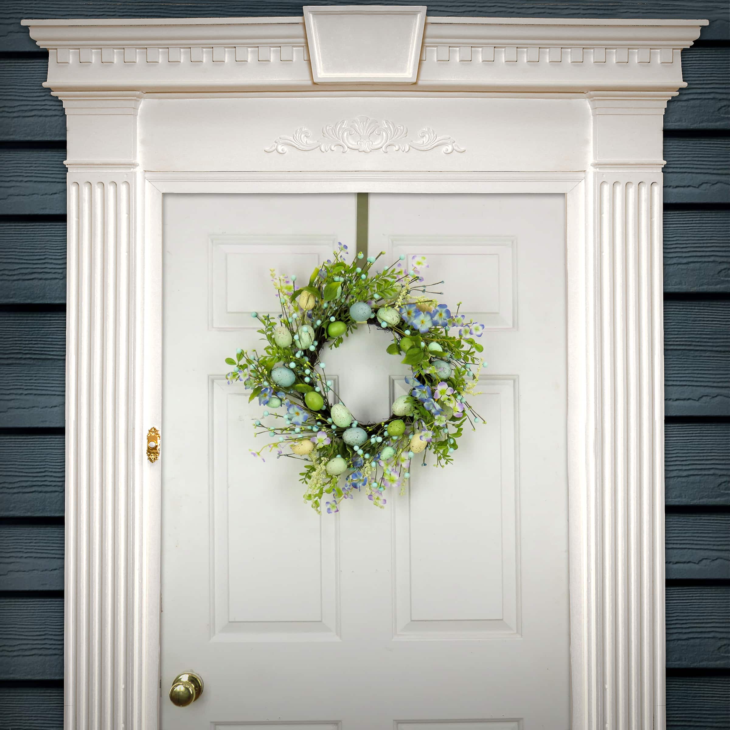 20" Flowering Blue & Green Easter Wreath