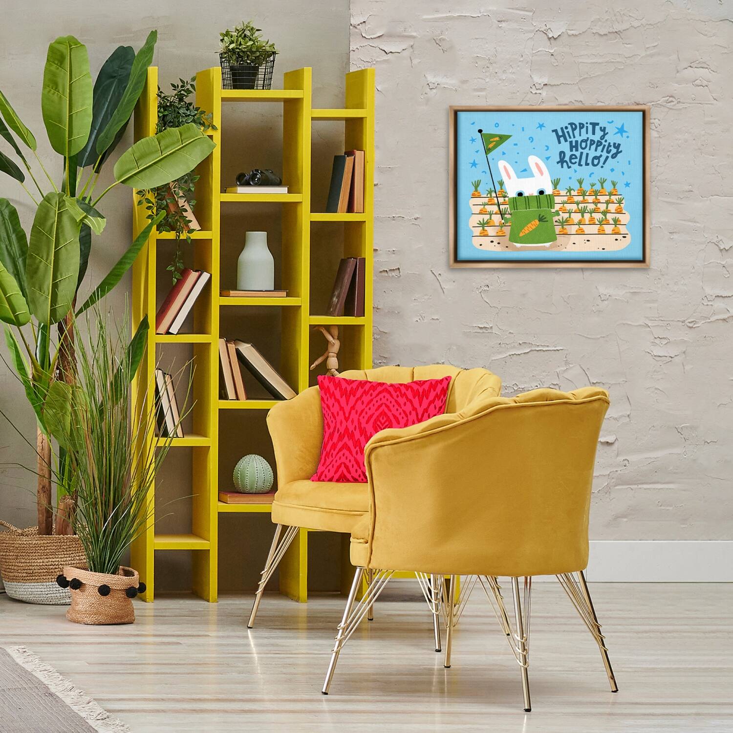 Stupell Industries Hippity Hoppity Hello Bunny Floater Framed Art