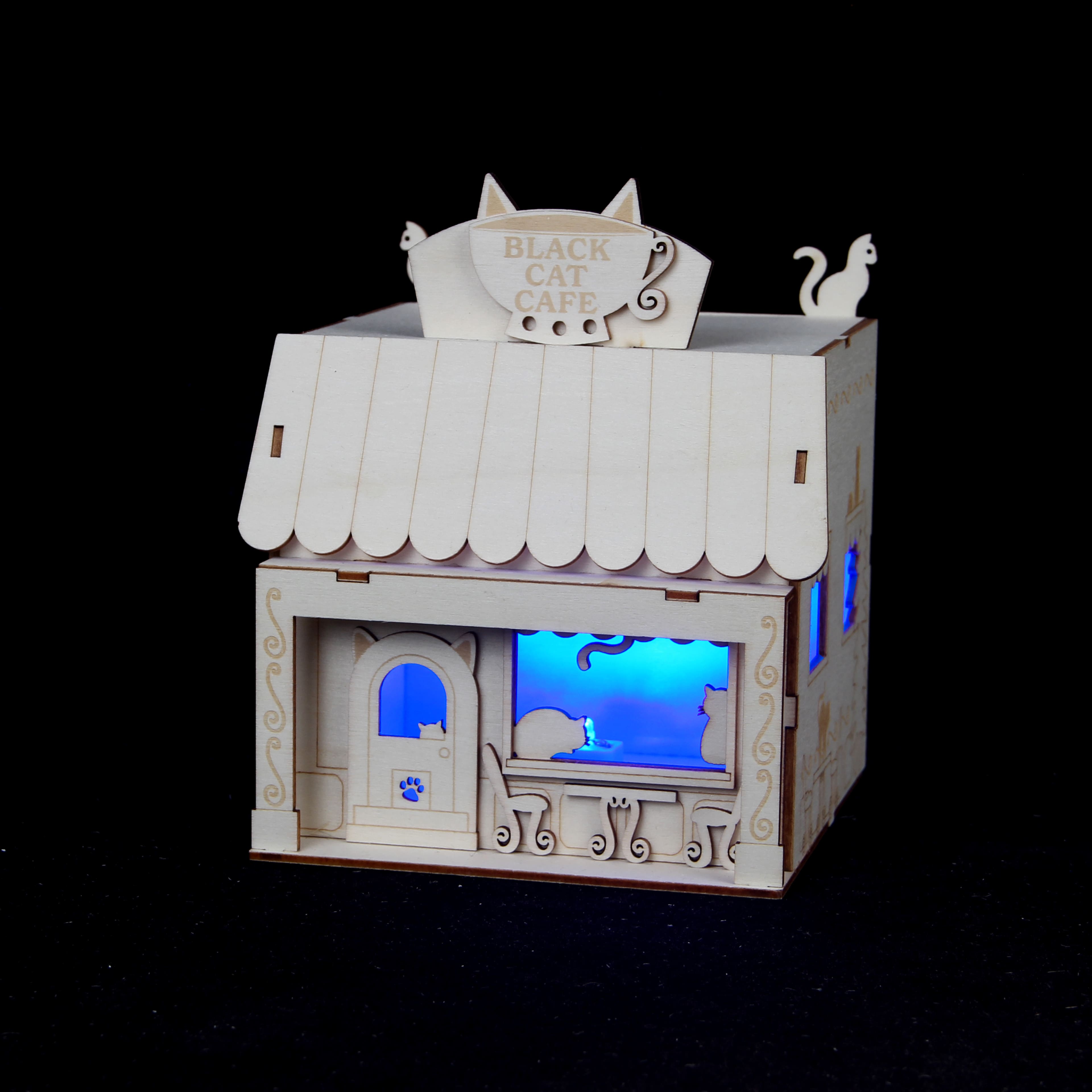 6.75" DIY Village Cat Cafe LED Wood Décor by Make Market®